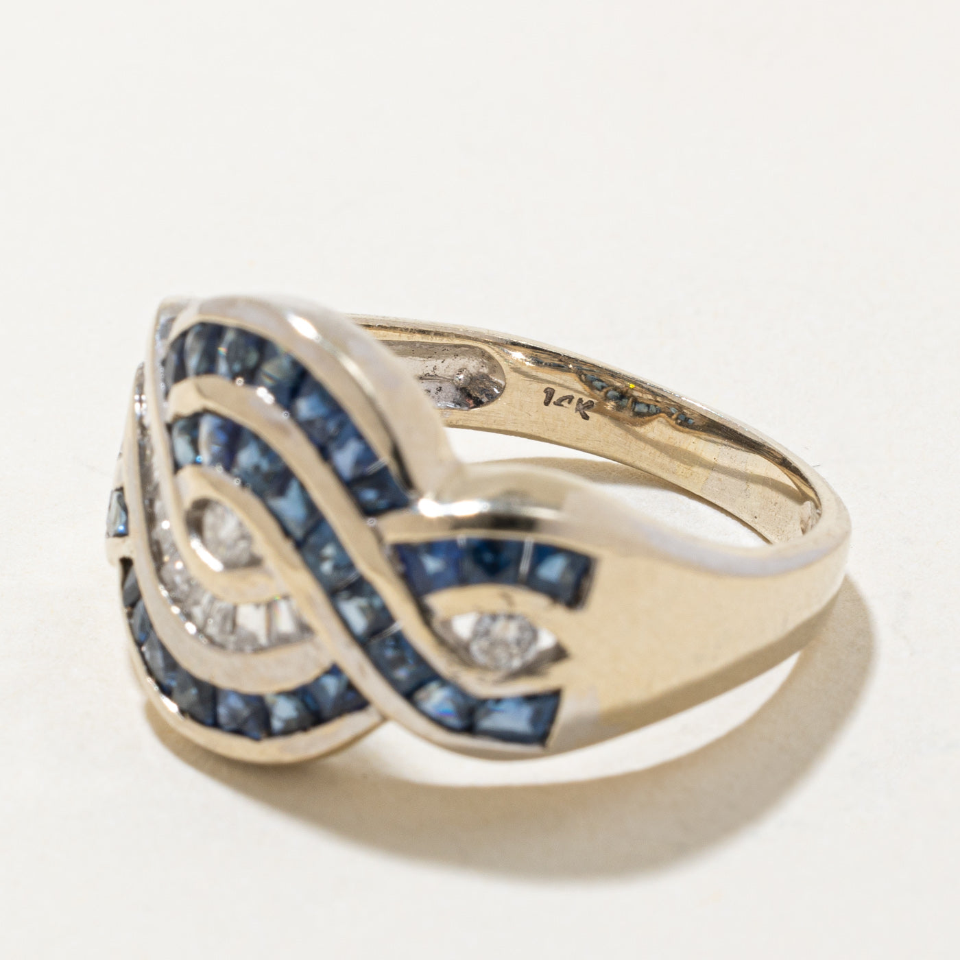 1.45ctw Diamond & Sapphire Waterfall Ring for Women - 0.75ctw Genuine Gemstones, Size 7.25 - Elegant Wedding, Anniversary & Special Occasion Jewelry Gift