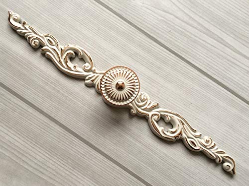 Elegant Creamy White Gold Drawer Knobs with Back Plate - Vintage Cabinet Pulls for Dresser, Kitchen Cabinets & Furniture Hardware (Knob with Larger Plate) - Perfect for Home Renovation & DIY Projects