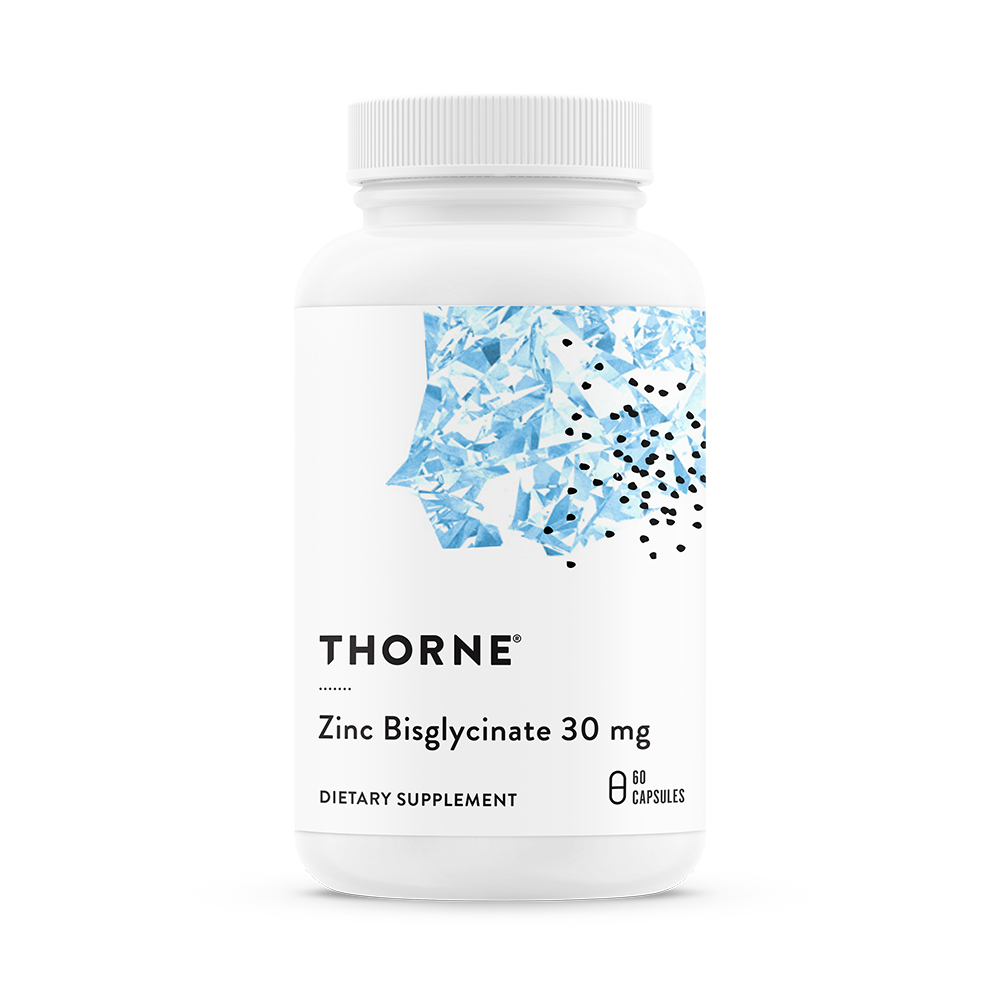 Thorne Zinc Bisglycinate 30mg Supplement - Highly Absorbable Zinc Picolinate for Immune Support & Skin Health - Vegan, Non-GMO (60 Capsules) - Ideal for Daily Wellness & Immune System Boost