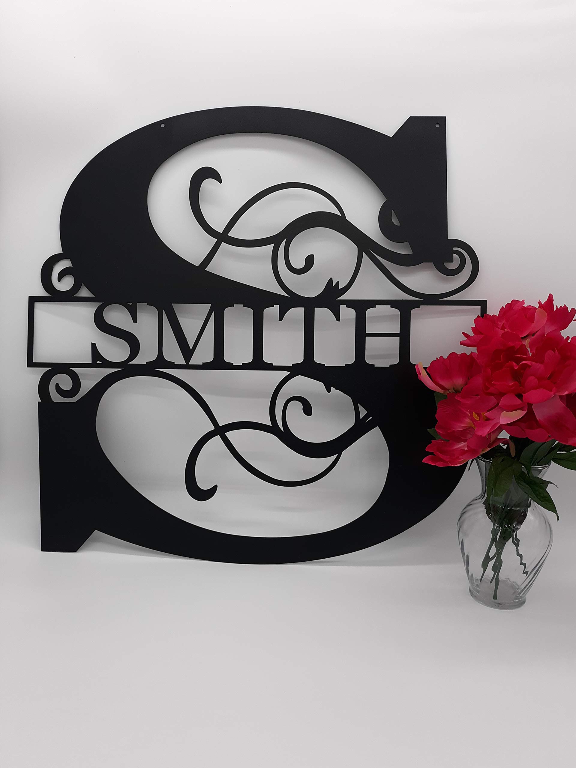Custom Metal Split Letter Personalized Last Name Sign - Family Door Hanger - Wedding Gift - Outdoor Monogram Wall Decor for Home, Garden & Patio