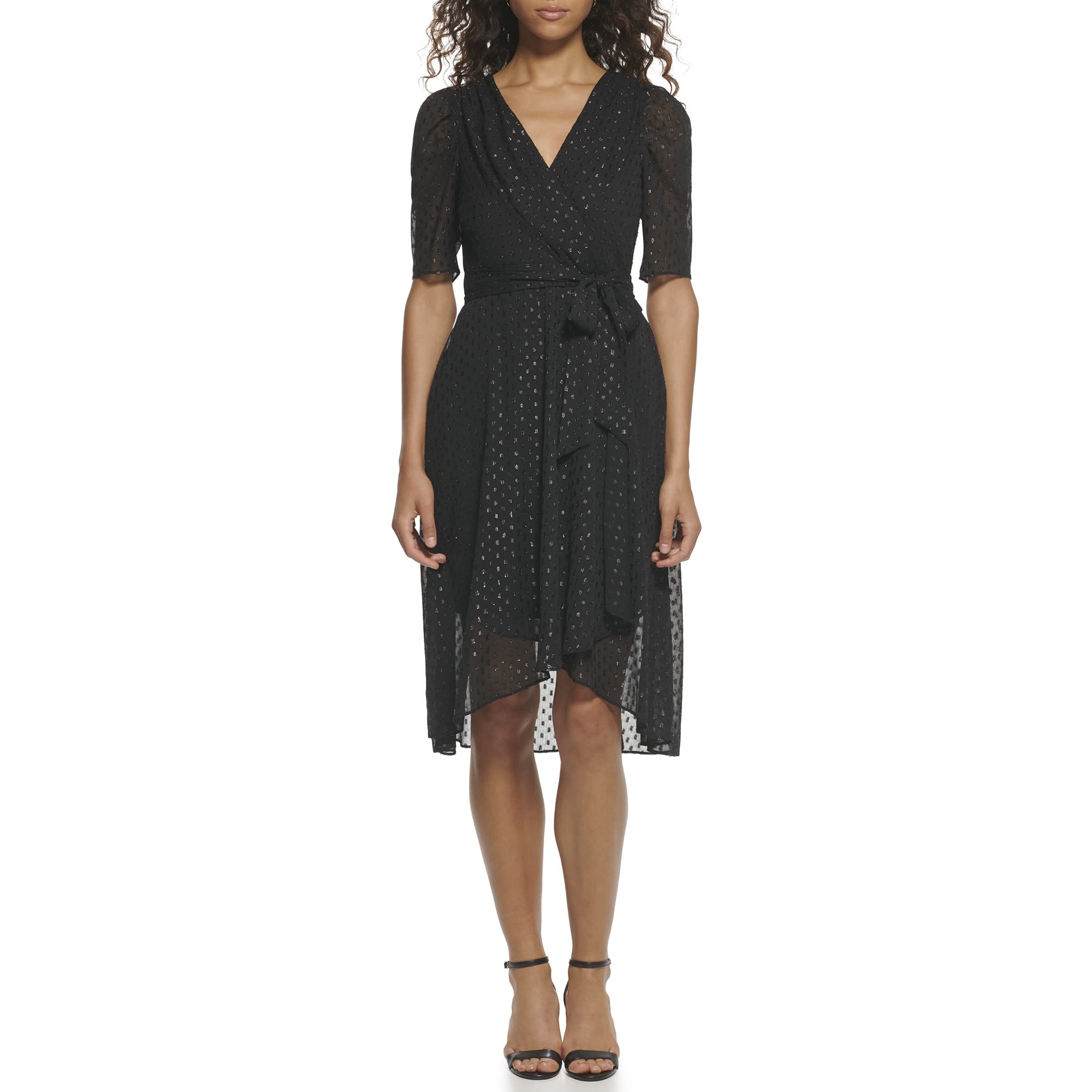 Tommy Hilfiger Women's Faux Wrap High-Low Midi Dress - Elegant Casual & Party Wear for Women | Perfect for Office, Date Night & Special Occasions