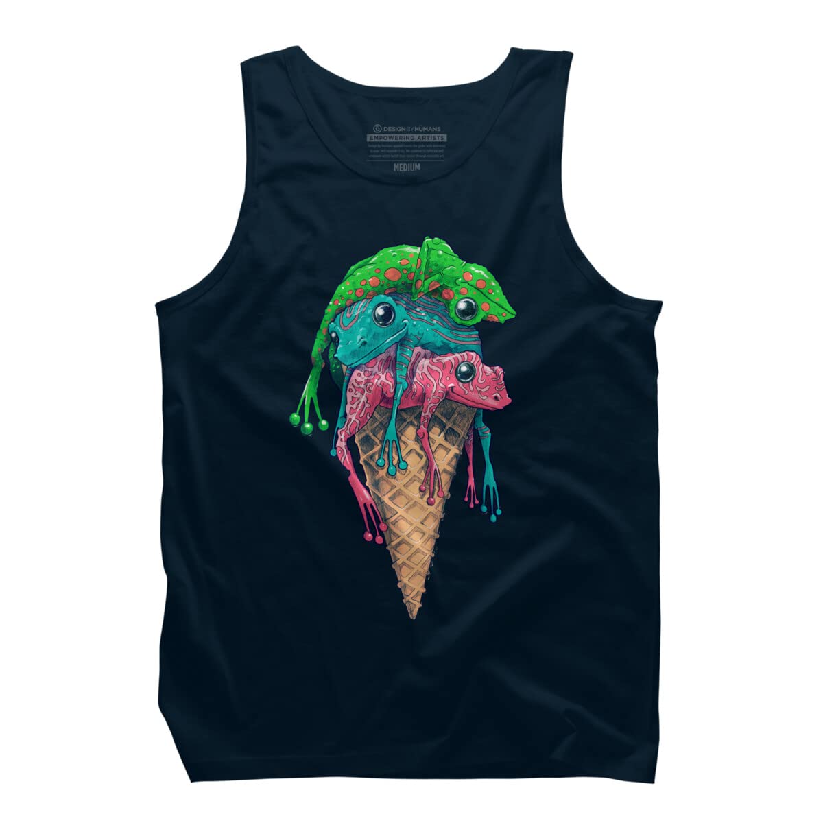 Design By Humans Men's Ice Cream Trip Graphic Tank Top by Moises Cudero - Soft Cotton Casual Tee for Summer Outings & Beach Wear