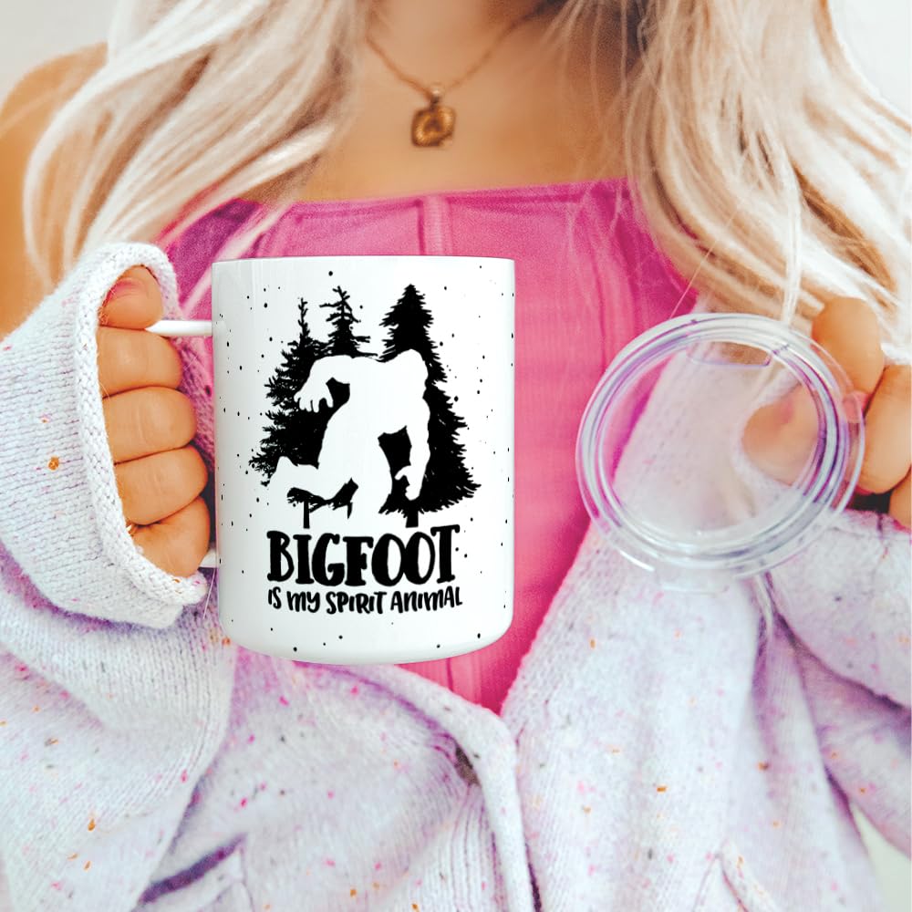 Loftipop Bigfoot Insulated Travel Tumbler - 12oz Stainless Steel Coffee Mug for Camping, Hiking & Outdoor Adventures - Perfect Gift for Nature Lovers & Sasquatch Enthusiasts - Keeps Drinks Hot/Cold - Ideal for Office, Commute & Road Trips