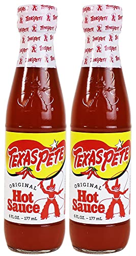 Texas Pete Original Hot Sauce - 6 oz Bottles (Pack of 2) | Spicy Chili Pepper Flavor | Perfect for Wings, Tacos, Burgers & BBQ
