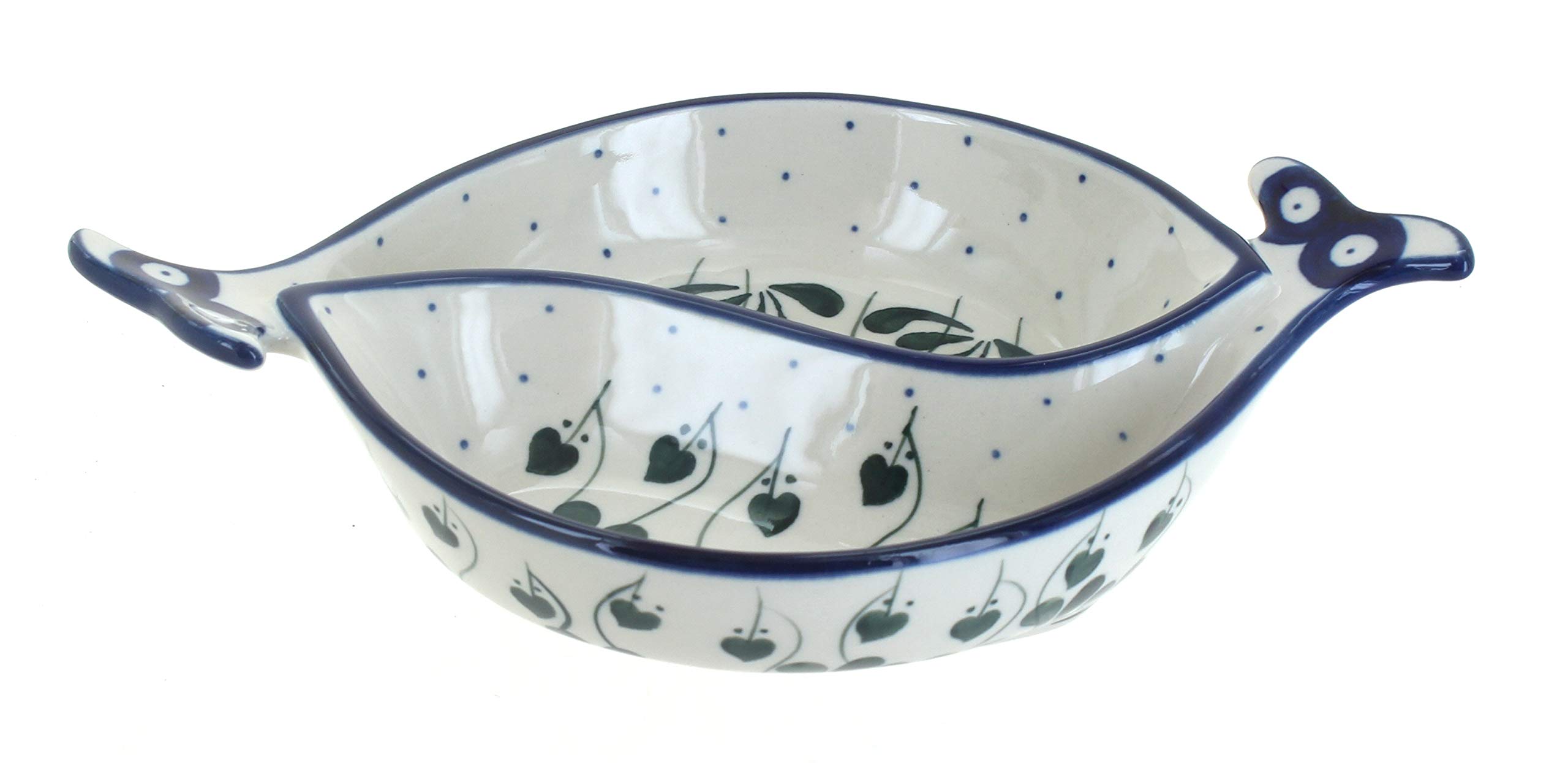 Handmade Blue Rose Polish Pottery Yin-Yang Fish Serving Dish - Elegant Ceramic Platter for Sushi, Appetizers & Home Decor