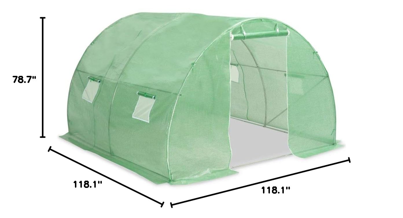 FAMIROSA 96.9 sq ft Large Walk-in Portable Greenhouse with 2 Windows & 1 Door - Heavy Duty Galvanized Steel Frame for Outdoor Gardening (118