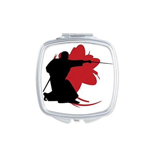DIYthinker Samurai Stab Sakura Japan Outline Mirror - Portable Compact Pocket Makeup Mirror with Double Sided Glass - Perfect for Travel, Handbag & Home Vanity Use