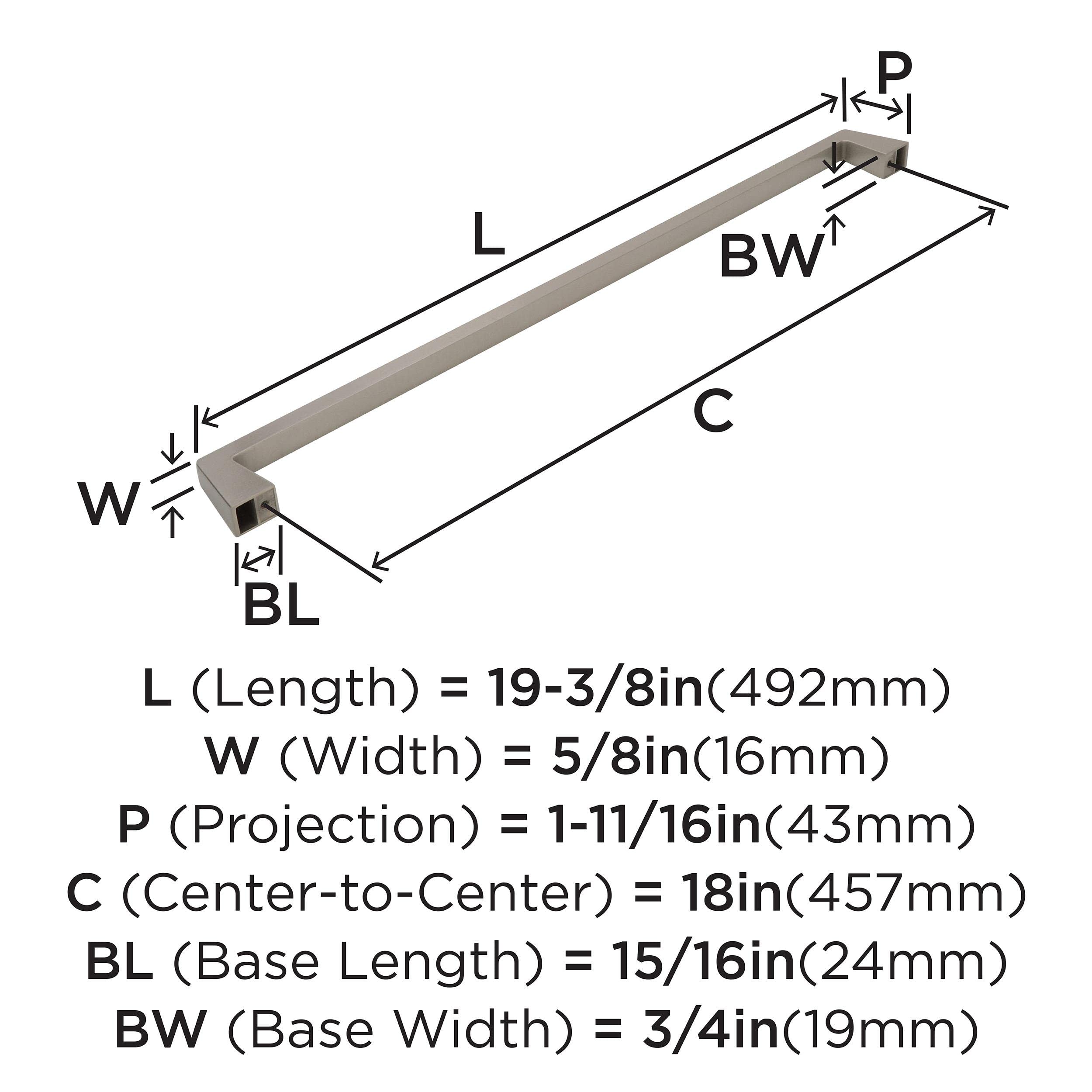 Amerock 18 Inch Satin Nickel Appliance Pull - 1 Pack Cabinet Hardware for Kitchen & Bathroom Drawers | Blackrock Drawer Handle | 457mm Center to Center | Modern Home Upgrade