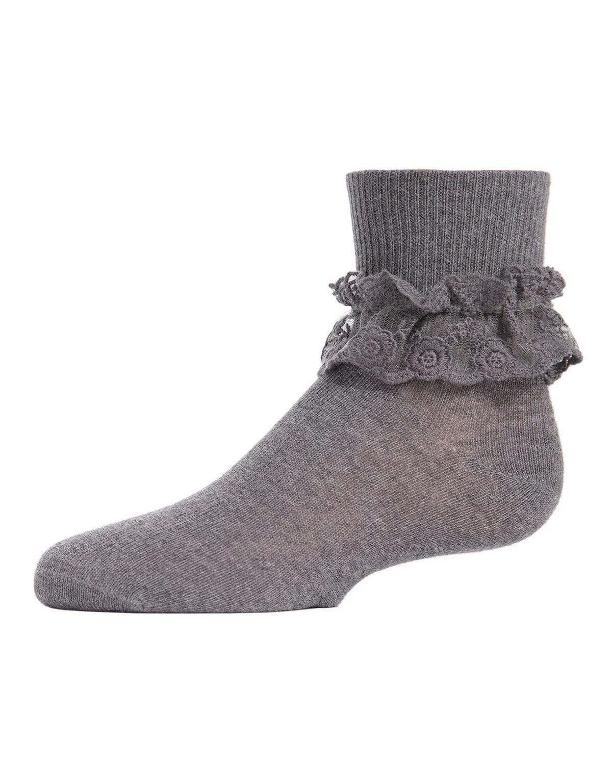 MeMoi Girls' Layered Lace Cotton Blend Anklet Socks - Cute & Comfortable Low-Cut Socks for School, Dress, and Everyday Wear