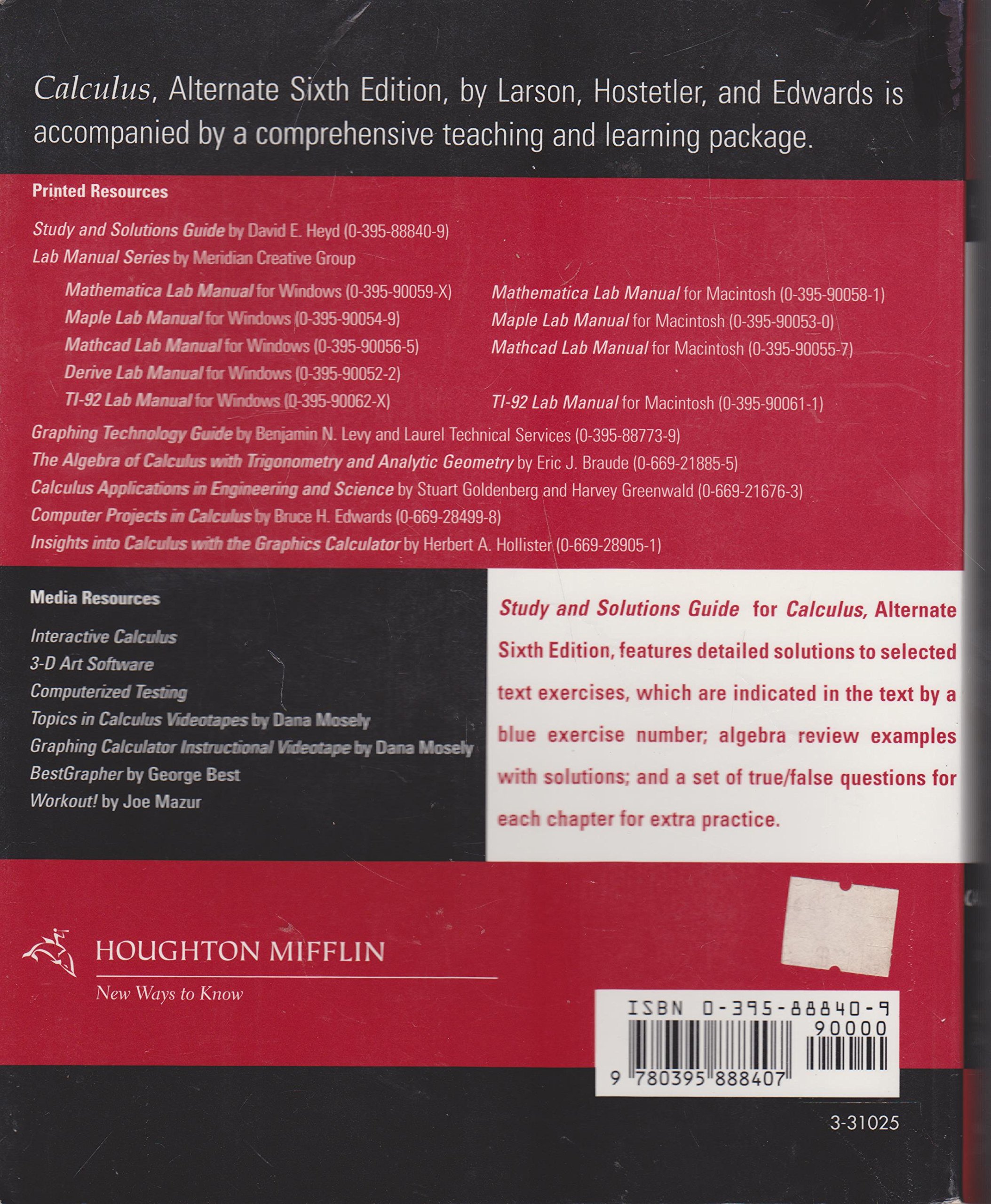 Calculus With Analytic Geometry, Alternate Edition - Study and Solutions Guide | Comprehensive Math Textbook for College Students & Self-Learners | Perfect for Homework Help, Exam Prep & STEM Courses