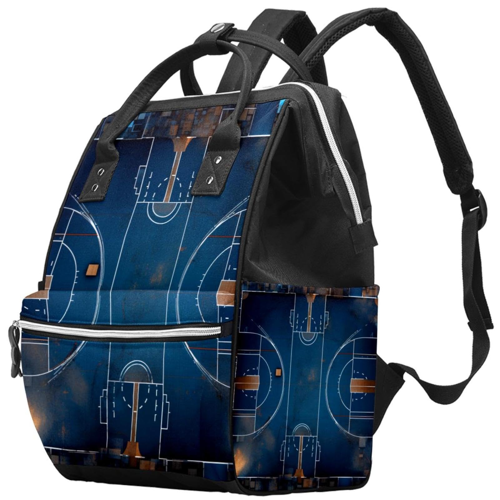 Men's & Women's Travel Backpack - Durable & Stylish Art Basketball Court Design Backpack for Hiking, Gym & Daily Use