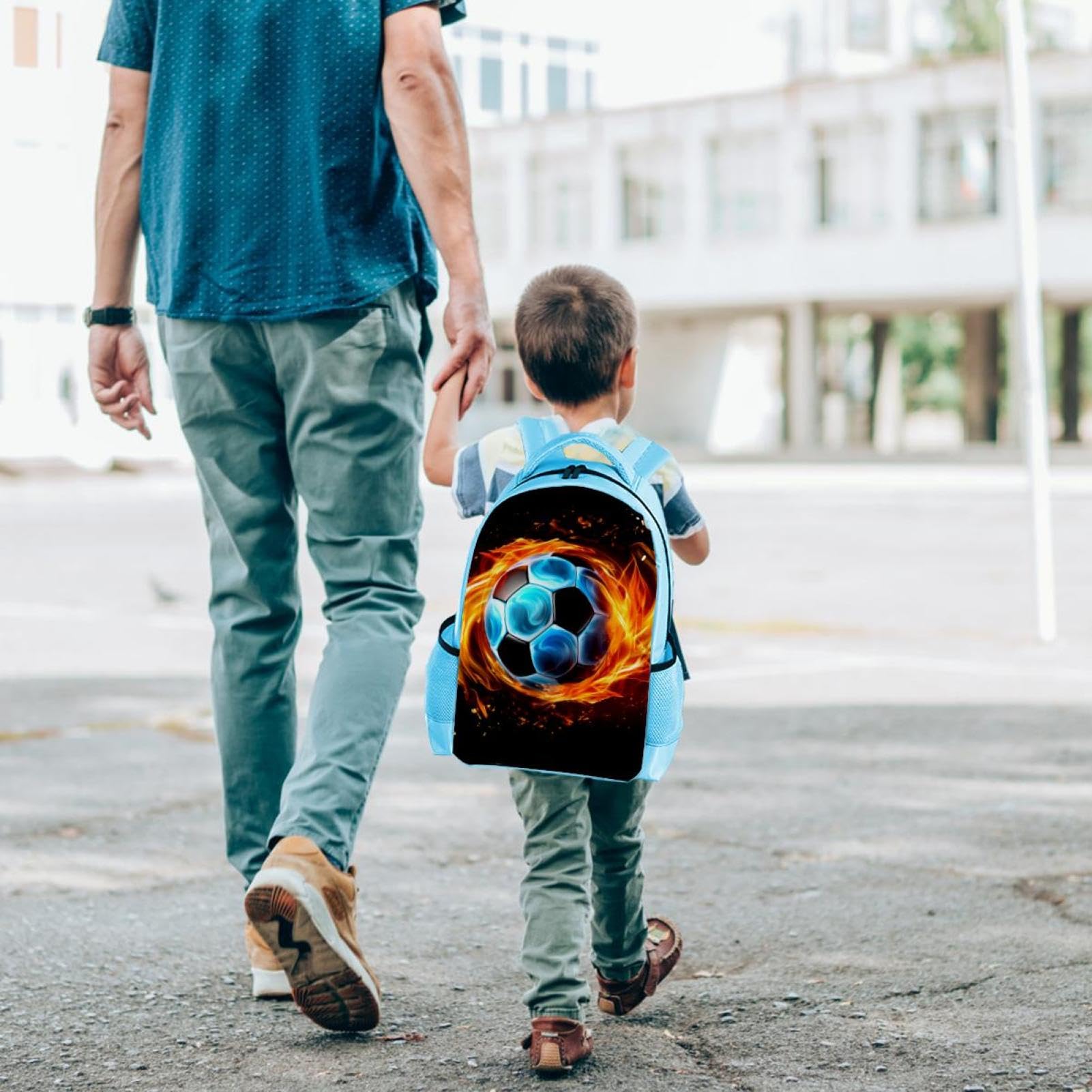 Stylish Travel Backpack for Women & Men - Durable Flaming Football Design Backpack for Hiking, School, Work & Outdoor Adventures