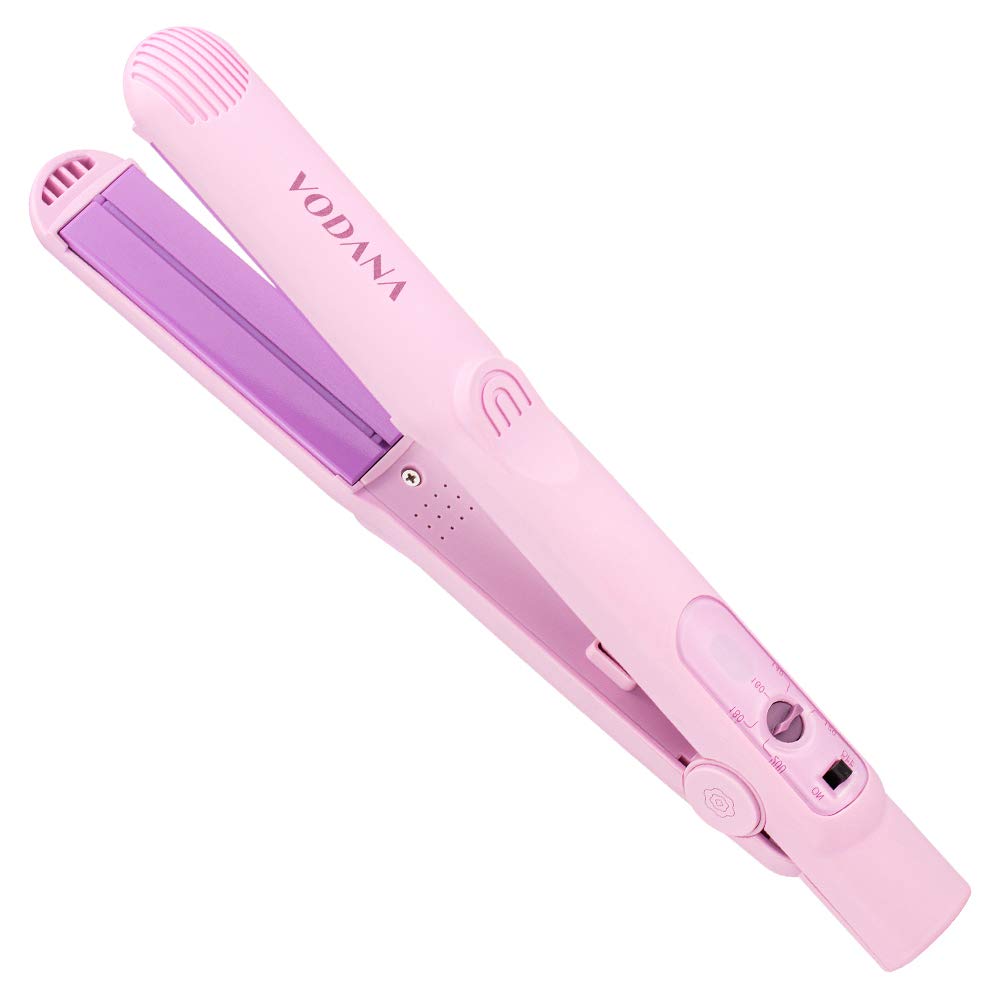 VODANA Professional 1 Inch Ceramic Flat Iron with Silicone Bar - Dual Voltage Hair Straightener for Smooth & Quick Styling | Healthy Hair Solution | Worldwide Use (Lavender) | Perfect for Home, Salon & Travel Styling
