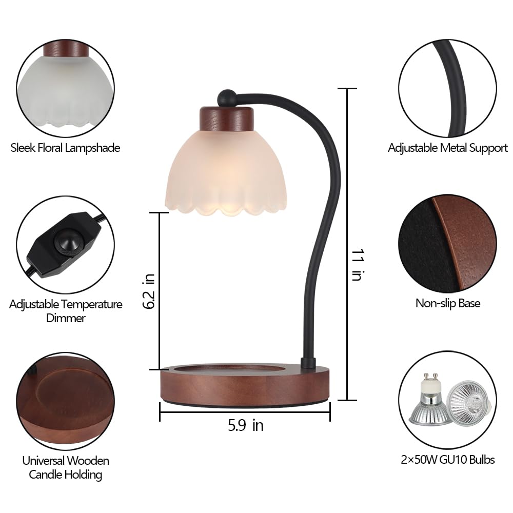 Electric Candle Warmer Lamp with Timer - 2 Bulbs Included - Wax Melter for Yankee Jar Candles - Home Decor & Aromatherapy Device (B-White Glass) - Perfect for Living Room, Bedroom, Office Relaxation & Holiday Ambiance