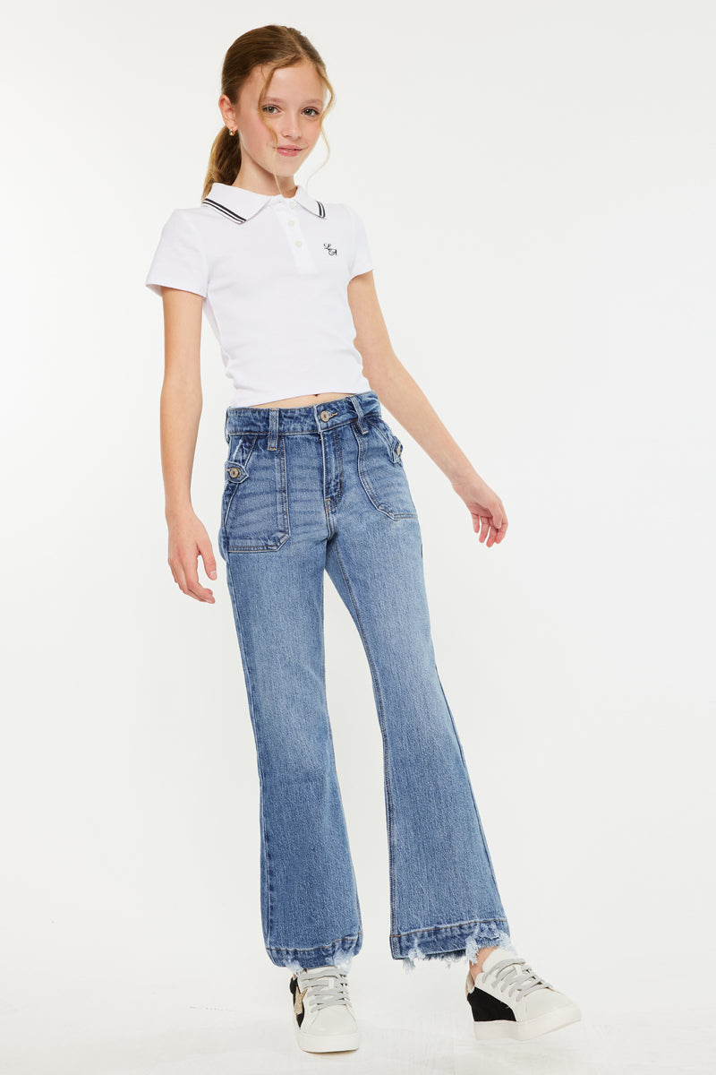 Sherri High Rise Wide Leg Flare Jeans for Kids - Trendy & Comfortable Denim Pants for Girls, School, Playdates & Everyday Wear