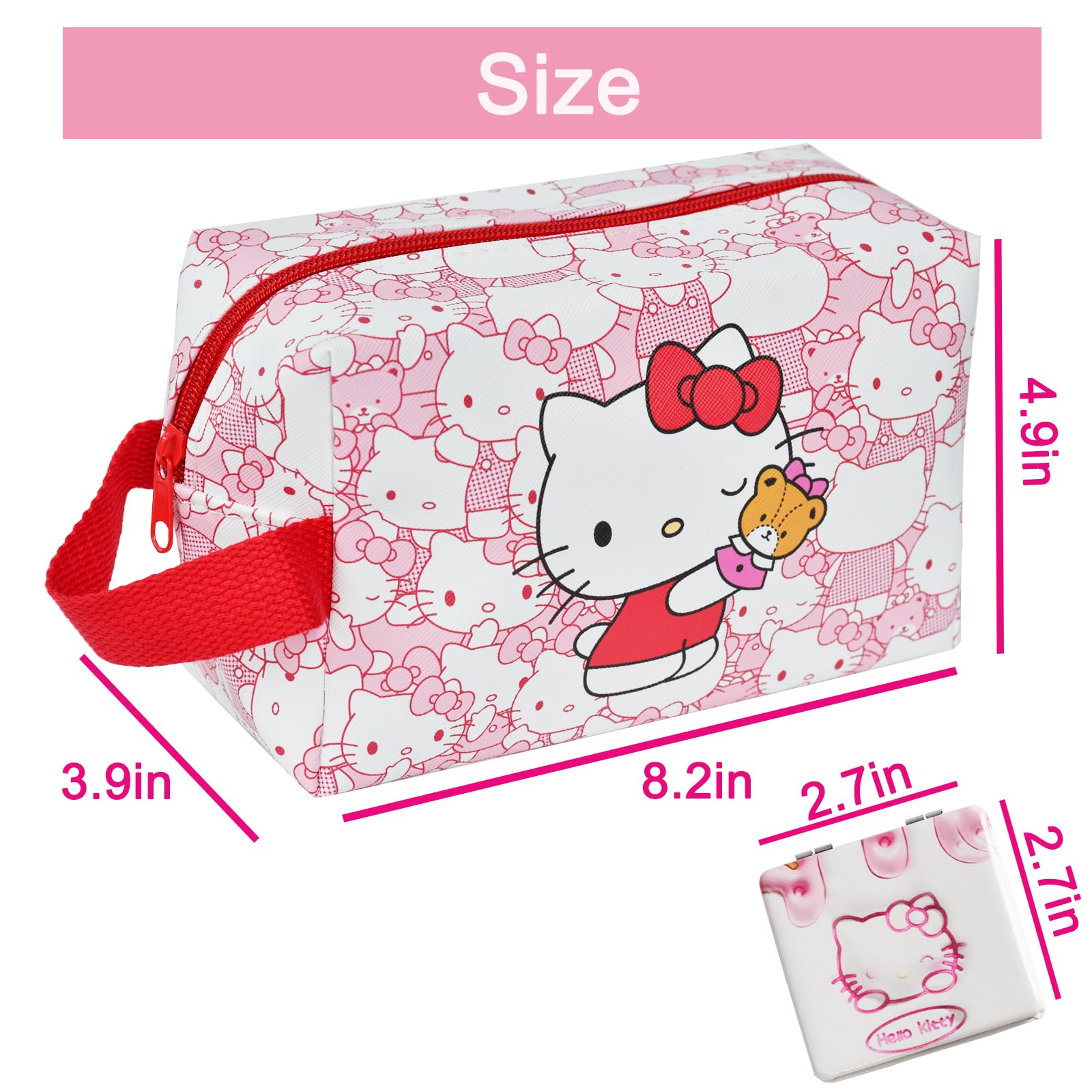 Cute Kitty Travel Cosmetic Bag - Large Capacity PU Leather Makeup Pouch with Zipper, Foldable Toiletry Organizer for Women & Girls | Perfect for Travel, Gym, and Daily Makeup Storage