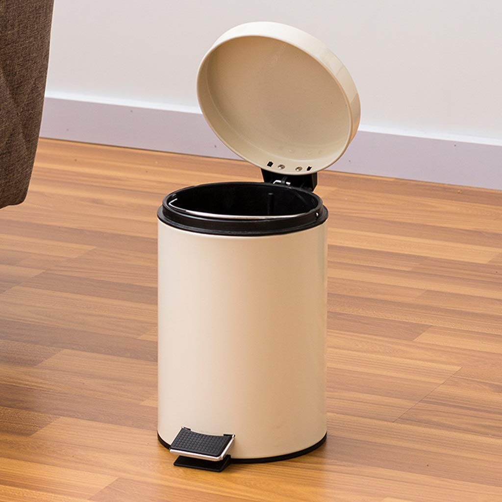 Small Trash Can 3L/0.8 Gallon - Mini Bathroom Step Trash Bin for Home, Kitchen, Office, Dorm & Kids Room - Compact Waste Basket for Tight Spaces (Off-White) | Perfect for Bathroom Counter, Under Desk & Small Areas