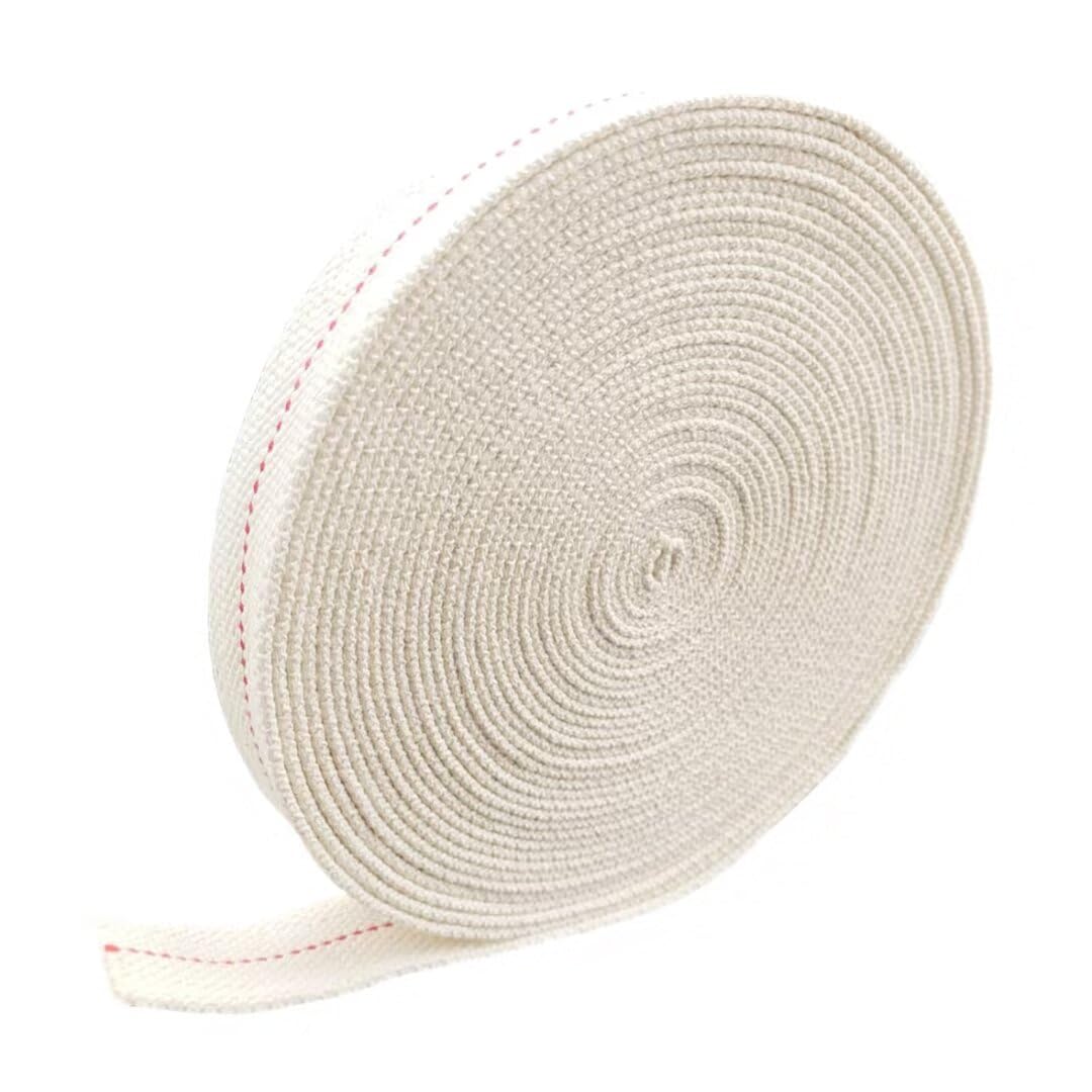 7/8 Inch Flat Cotton Oil Lamp Wick - 33ft Roll with Red Stitch for Hurricane Lamps, Kerosene Lanterns & Oil Burners - Perfect for Emergency Lighting, Camping & Outdoor Decor