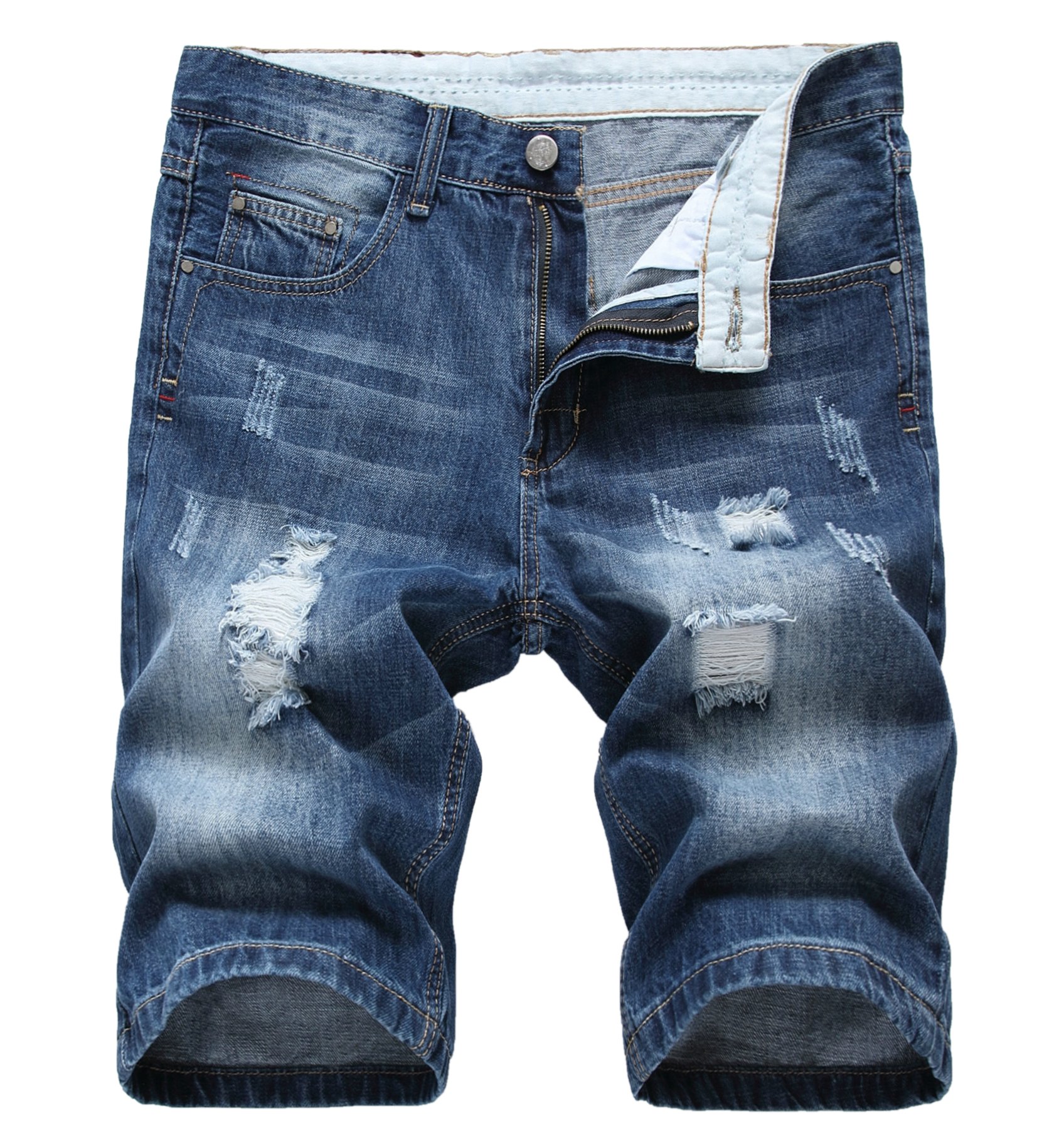GARMOY Men's Ripped Distressed Denim Shorts - Slim Fit Stretch Cotton Comfortable Casual Jeans Shorts for Summer, Streetwear, and Outdoor Activities