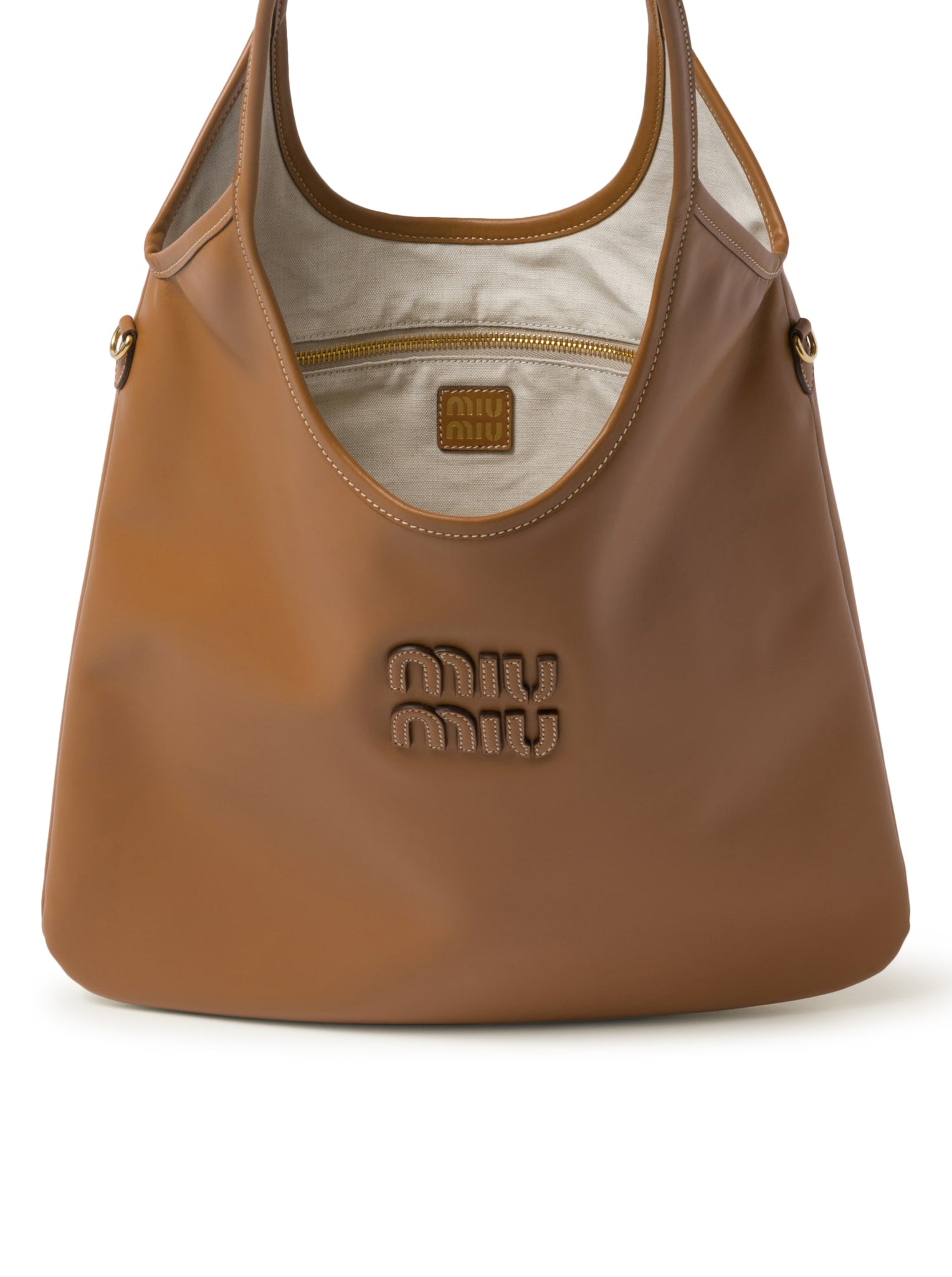 Miu Miu Ivy Leather Crossbody Bag in Nude Neutrals & Cognac - Stylish & Luxurious Handbag for Women | Perfect for Work, Travel & Everyday Use
