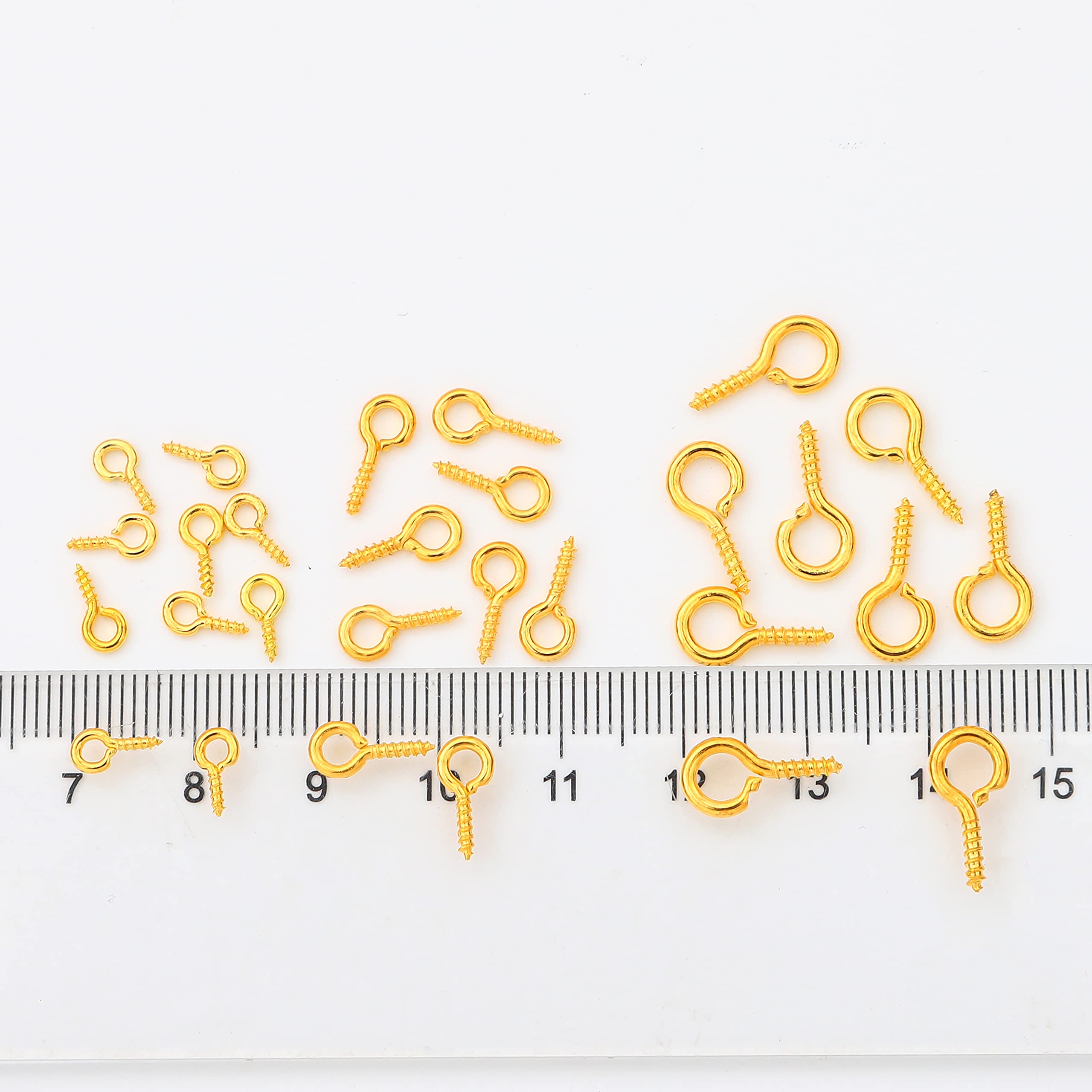 700pcs Small Screw Eye Pins - 3 Sizes Mini Metal Eye Hooks with Threaded Screw for DIY Jewelry Making, Crafts & Pendants (Gold) | Perfect for Earrings, Necklaces & Handmade Accessories