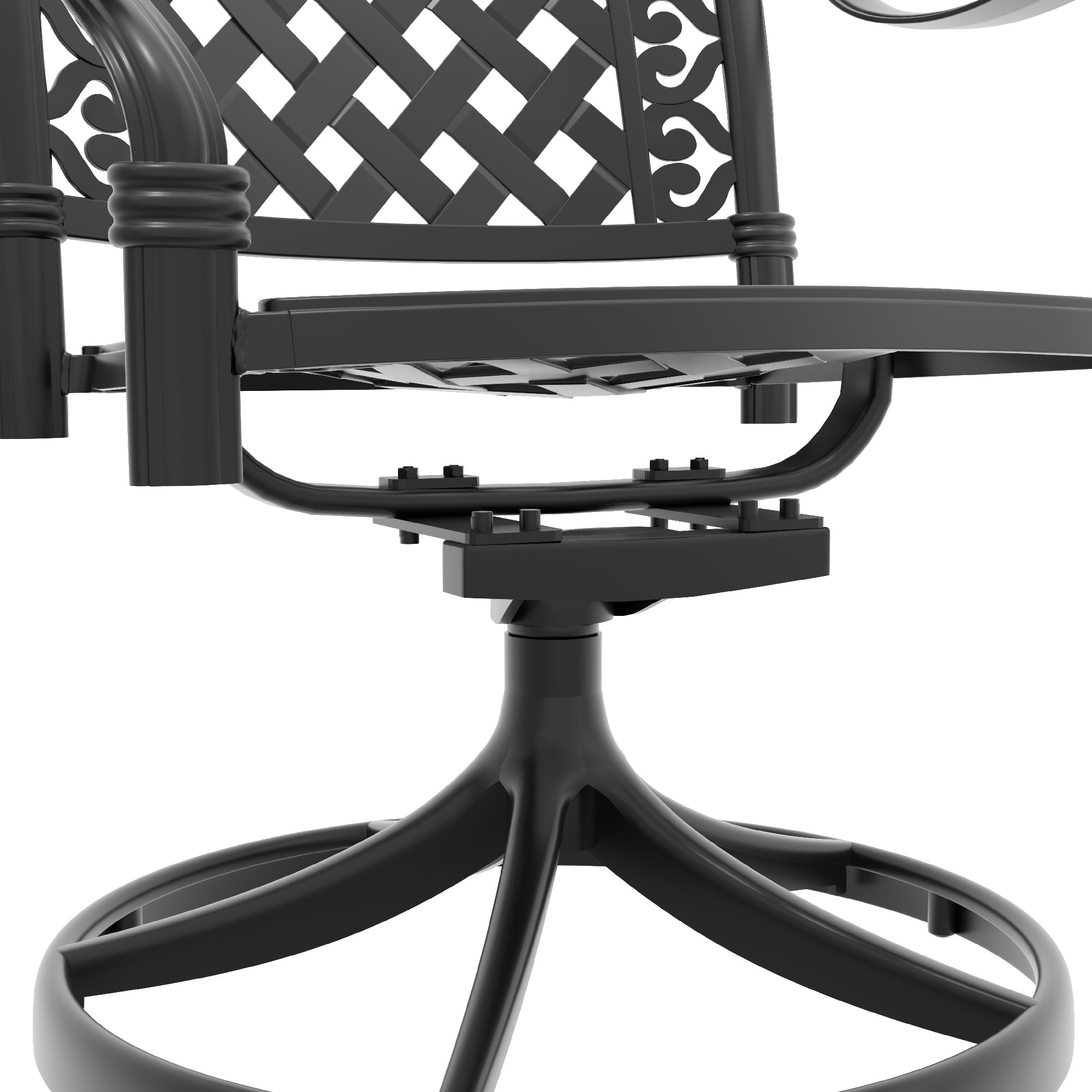 2-Piece Cast Aluminum Patio Swivel Chairs Set with Black Frame & Cushions - Outdoor Garden Furniture for Poolside, Deck, or Backyard Relaxation