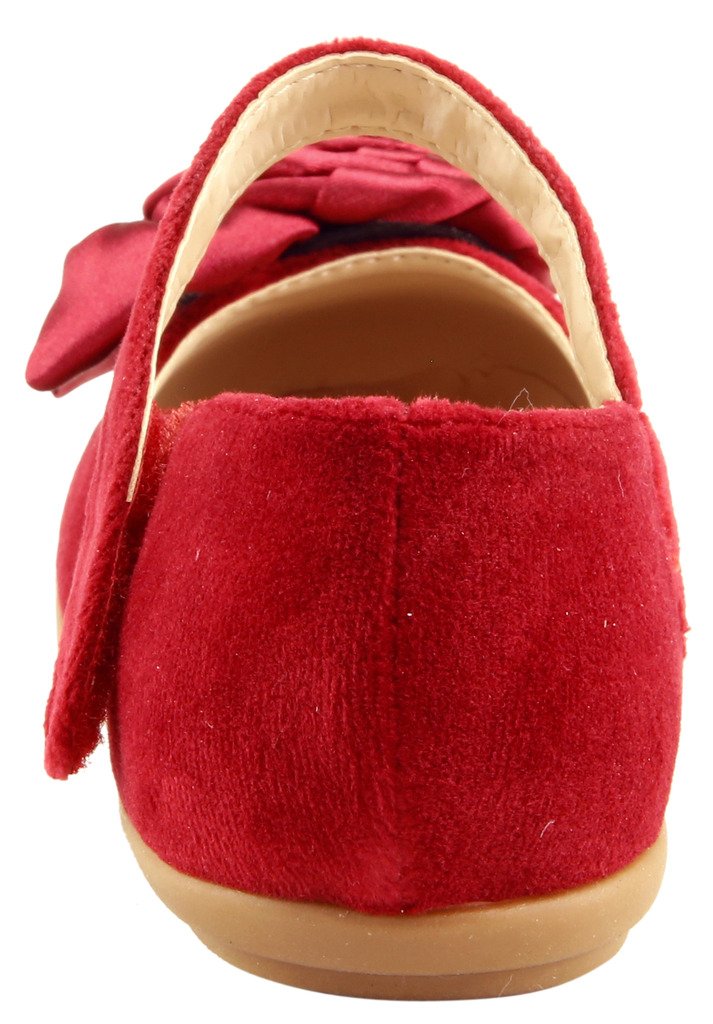 Cute Flower Bow Top Mary Jane Suede Flats for Girls - Comfortable & Stylish Toddler Shoes for Dress Up, Parties & Everyday Wear