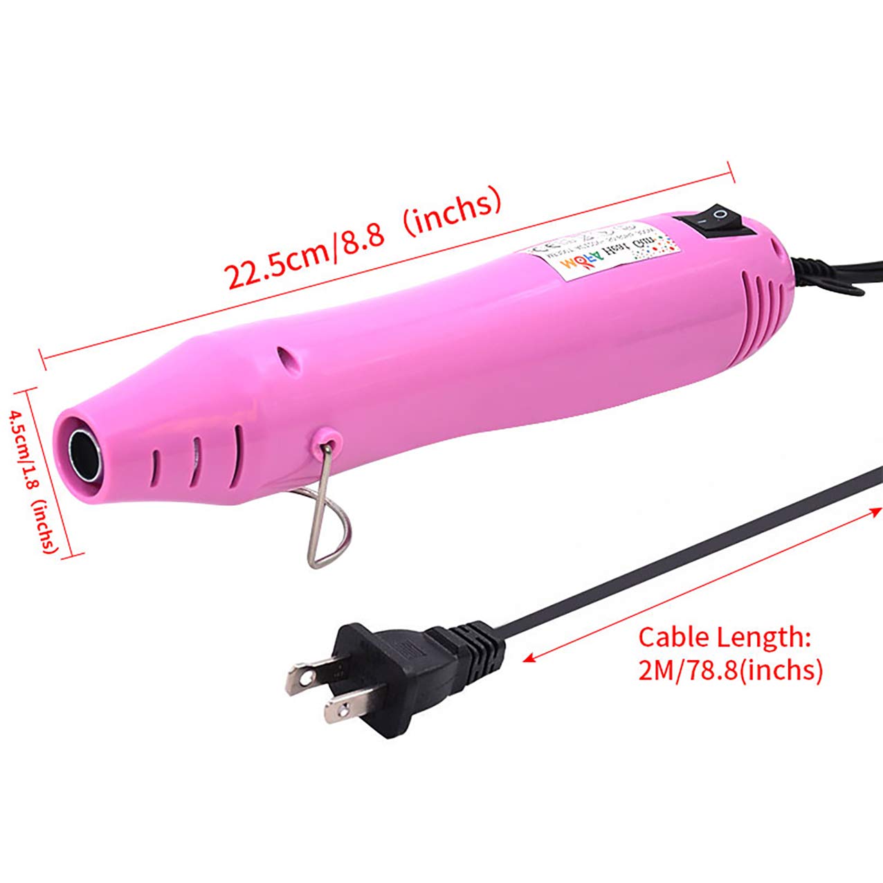 300W Mini Heat Gun for Crafts - 6.6ft Cable Electric Heating Tool for Resin, Acrylic Paint Drying, DIY Projects - Multi-Purpose Nozzle (Rose Color) - Perfect for Jewelry Making, Shrink Wrapping & Home Repairs