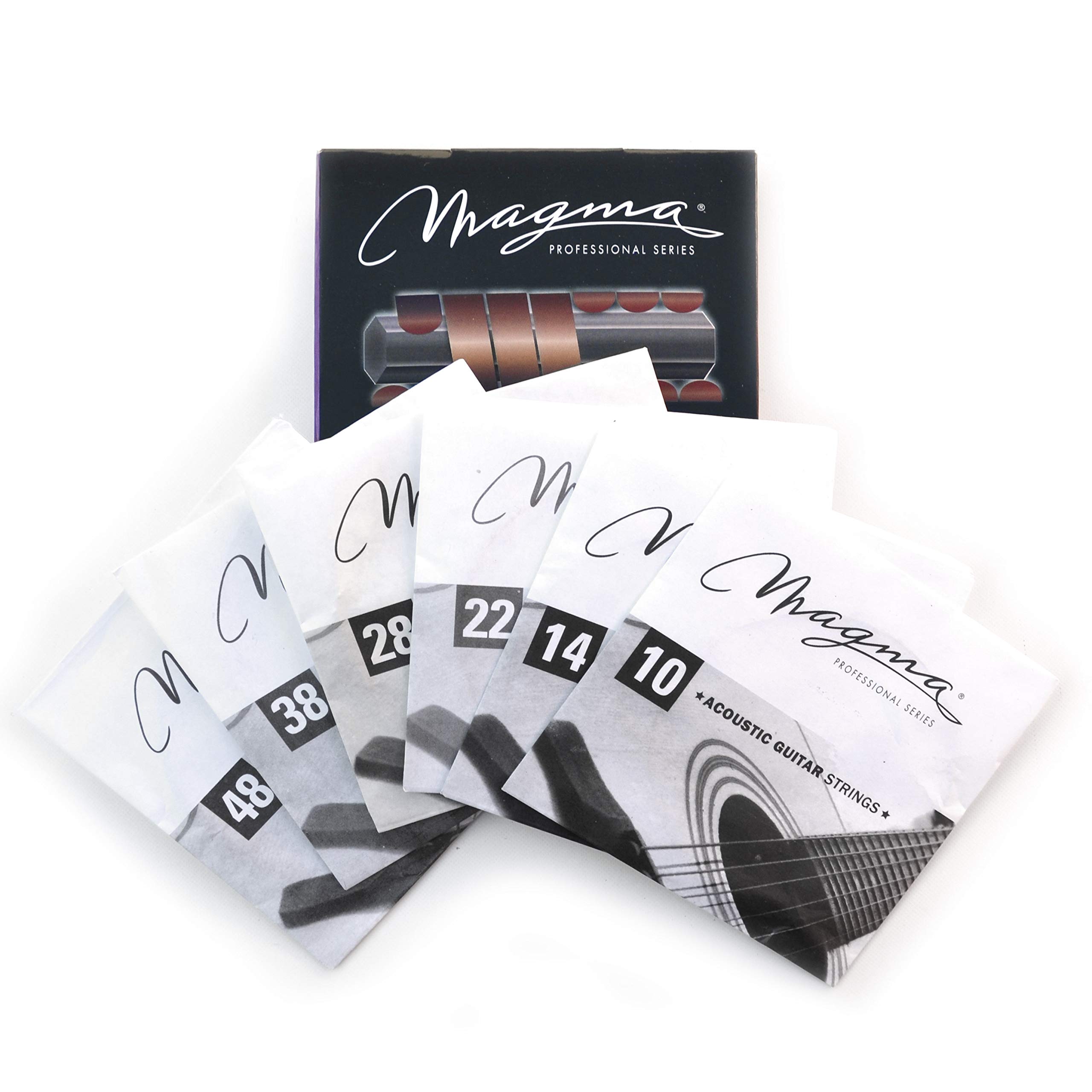 Magma Light Acoustic Guitar Strings 10-48 Gauge, Flat Phosphor Bronze Wound - .010