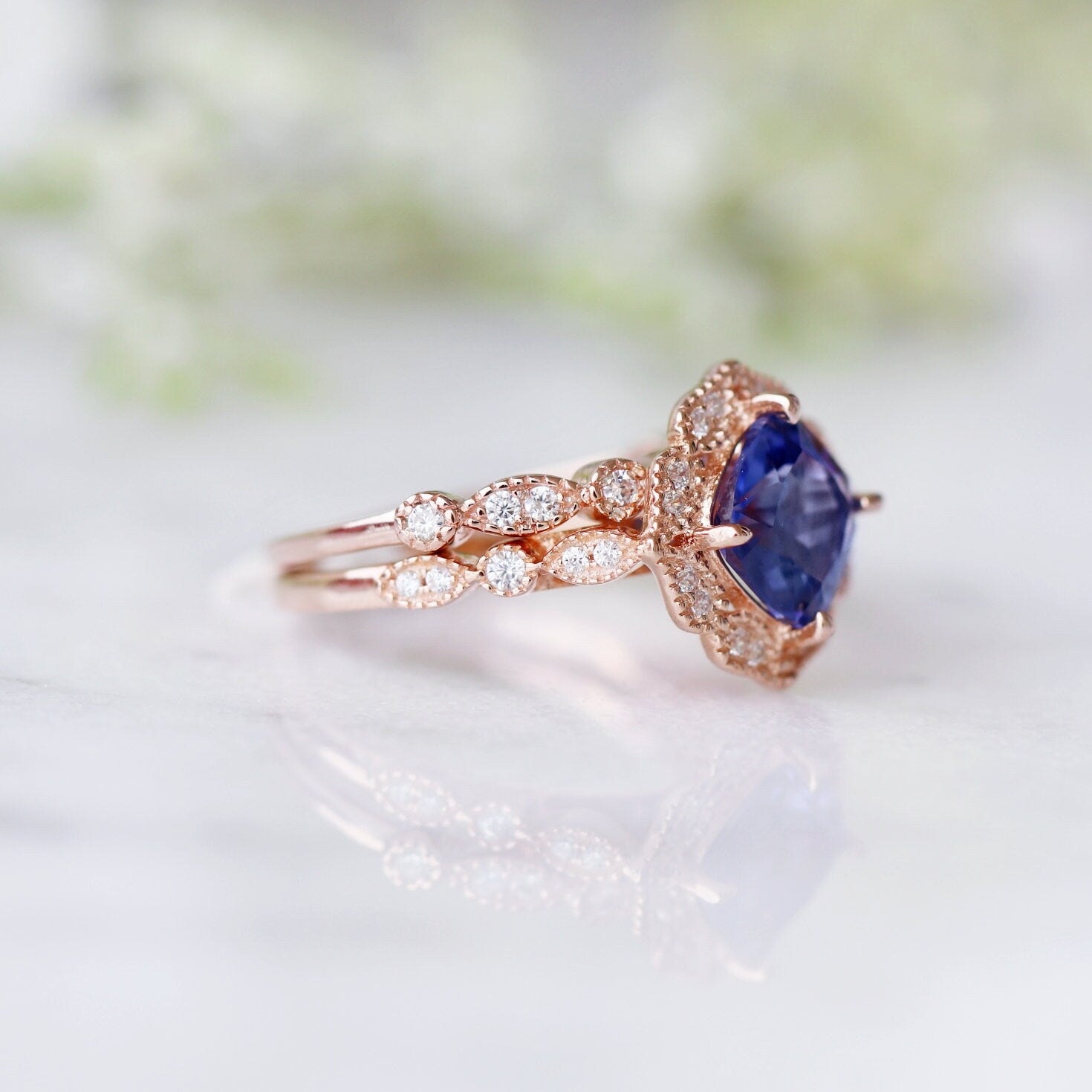 Exquisite Tanzanite Ring in 14K Rose Gold Vermeil – Elegant Jewelry for Women, Perfect for Weddings, Anniversaries & Special Occasions