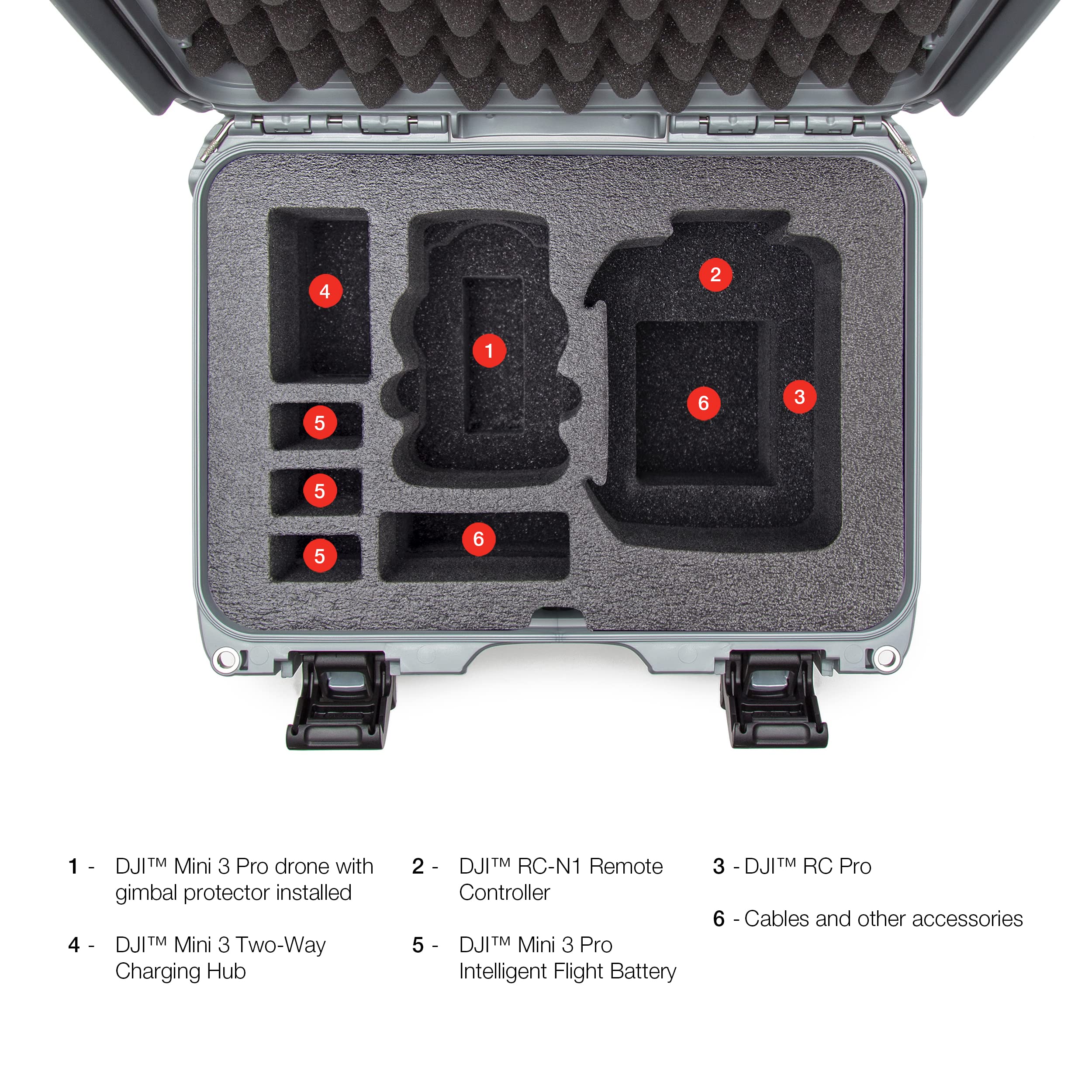 Nanuk 915 Waterproof Hard Case for DJI Mini 3 & Mini 3 Pro - Custom Foam Insert Fits Fly More Combo & RC-N1/RC Controller (Silver) - Perfect for Drone Travel, Outdoor Adventures & Professional Aerial Photography