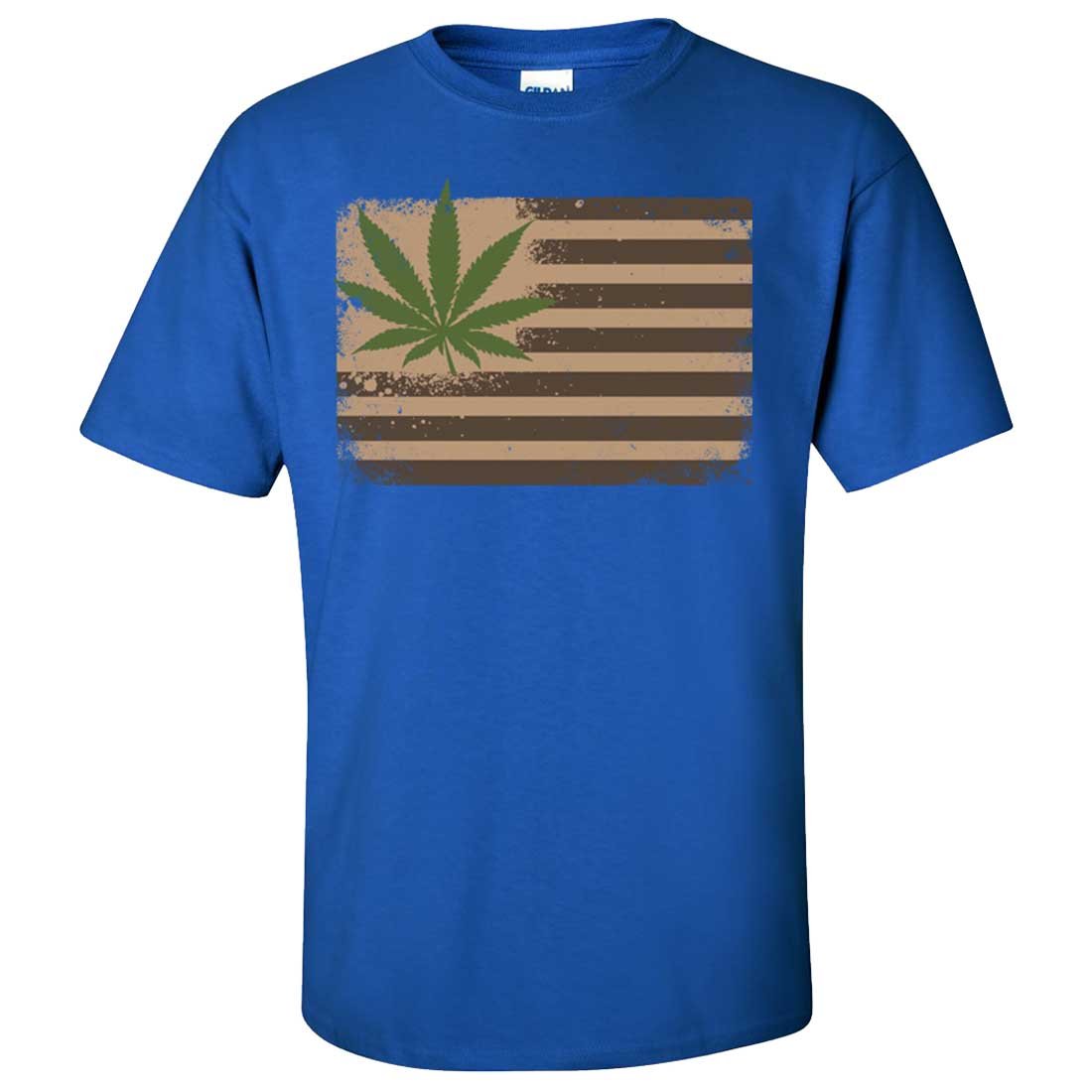 Pot Leaf Hemp Flag USA T-Shirt - American Cannabis Pride Tee in Multiple Colors | Perfect for 420 Celebrations & Festivals