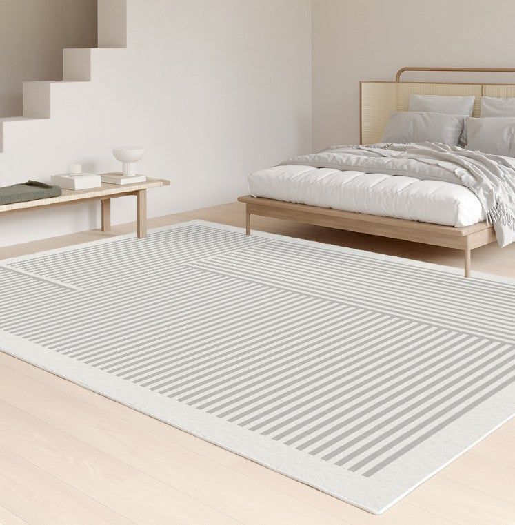 Modern Geometric Area Rugs - Soft Contemporary Gray Rug for Living Room, Bedroom & Dining Room - Non-Slip Floor Mat for Home Decor & Office Spaces