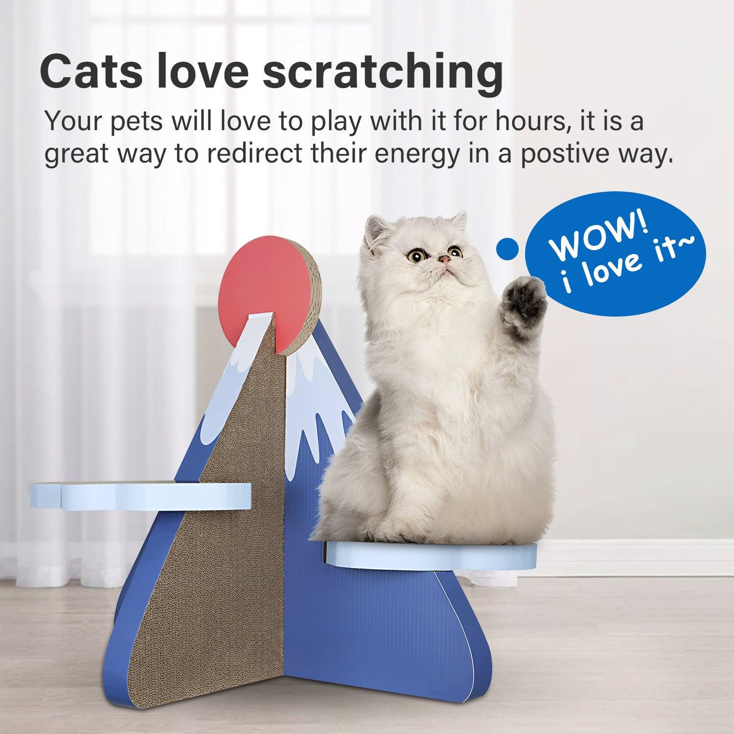 Premium Cat Scratcher Post Board - Fuji Mountain Shaped Scratching Lounge & Bed for Cats - Durable Sisal Pad Protects Furniture - Perfect for Indoor Play & Relaxation