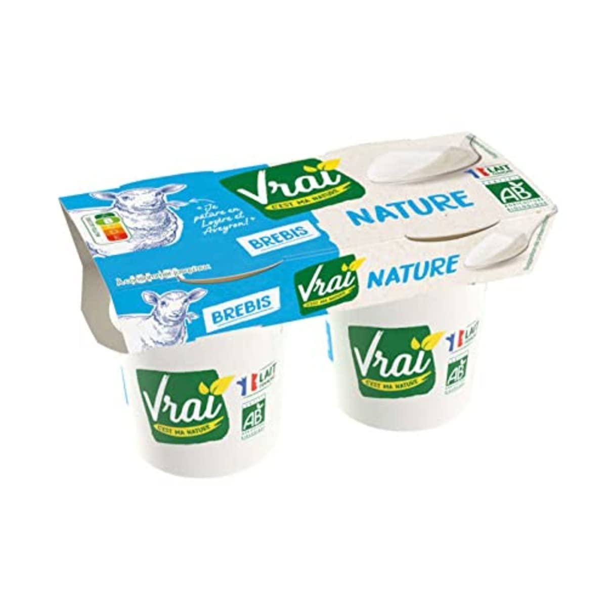 Organic Sheep Milk Yogurt - Zoweetek Vrai Natural Yogurt, 2 x 125g Pots, USDA Certified, Probiotic Rich - Perfect for Breakfast, Snacks & Healthy Lifestyle