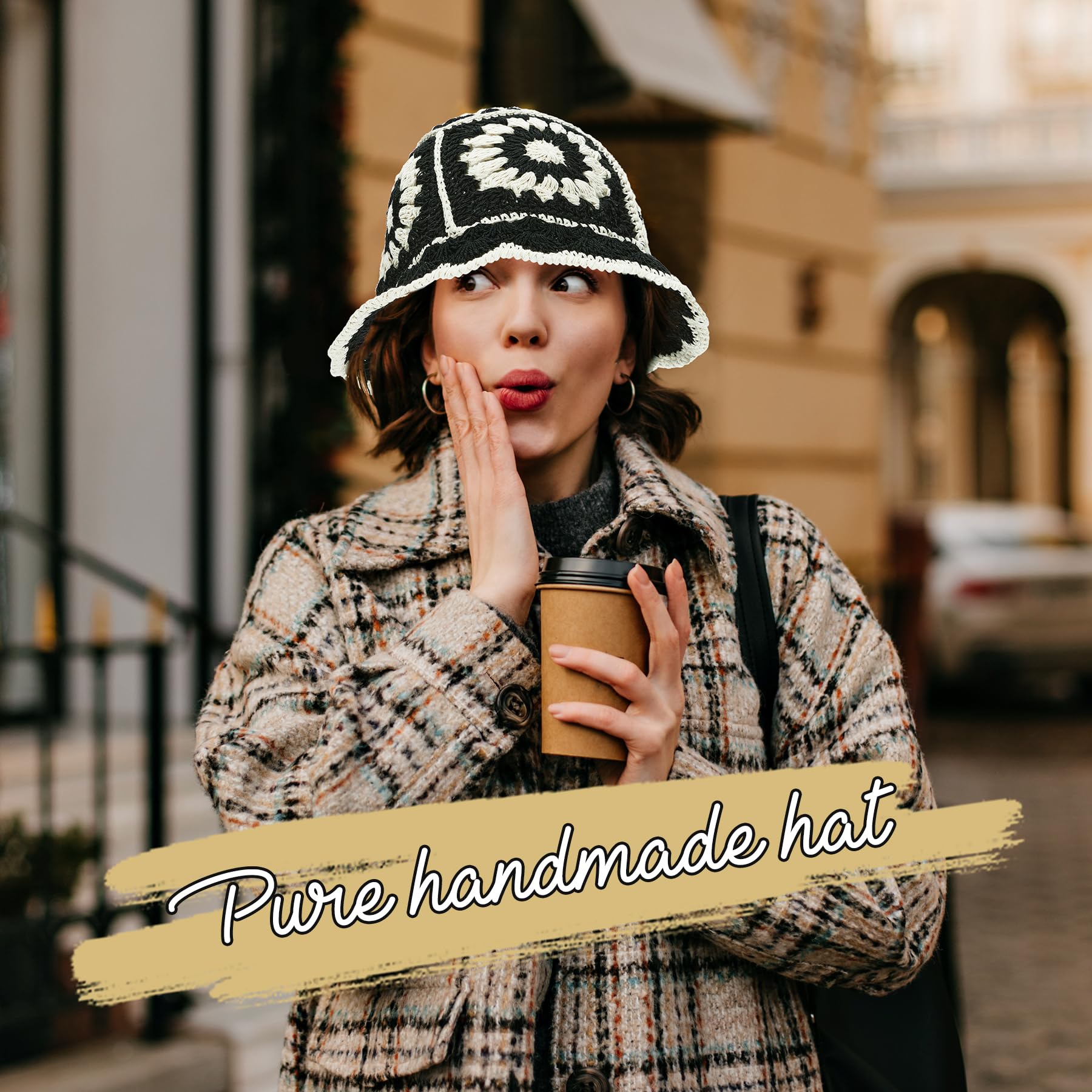 Zando Handmade Crochet Bucket Hats for Women - Floral Foldable Knit Cloche Hat for Summer & Winter - Cute Fashion Accessory for Beach, Travel and Outdoor Activities