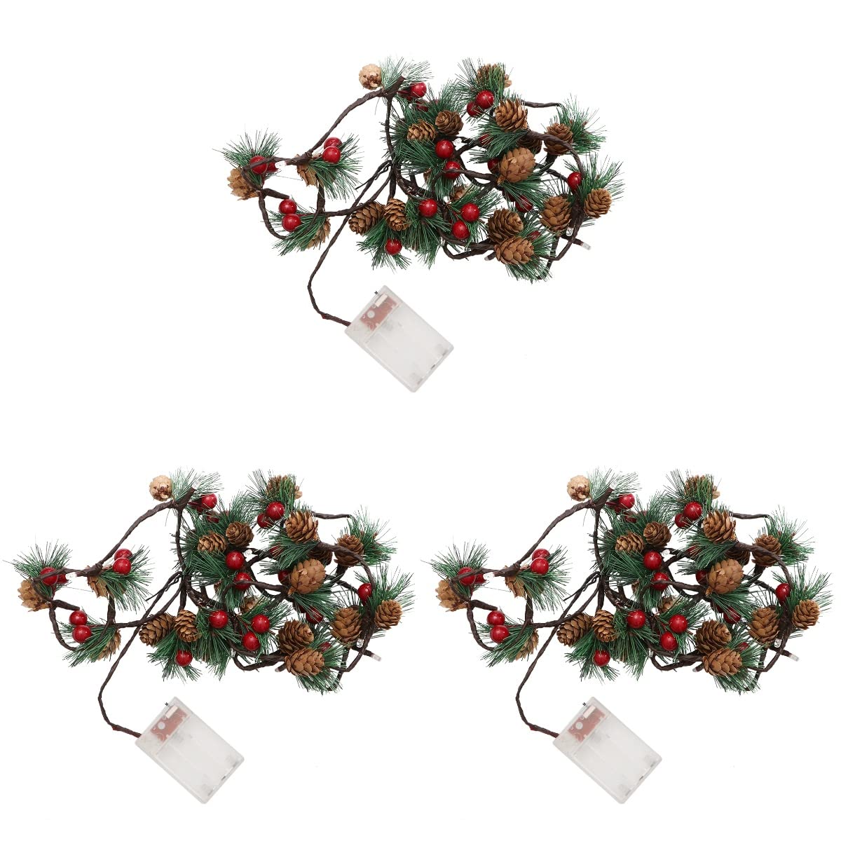 PartyKindom 3-Piece Pine Cone LED String Lights - Waterproof Christmas Decorations for Indoor/Outdoor, Holiday Gifts & Home Ornaments - Perfect for Christmas Tree, Yard, Garden, and Party Decor