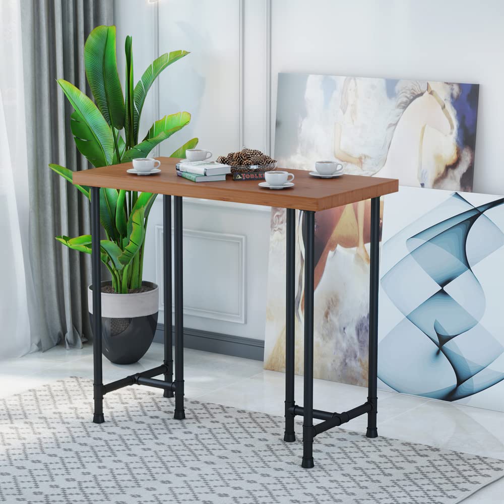 Industrial Pipe Counter Height Dining Table - Solid Wood Bar Table & Pub Table for Modern Dining Room, Office Desk or Laptop Workstation | Perfect for Home Bars, Cafes, and Small Space Living
