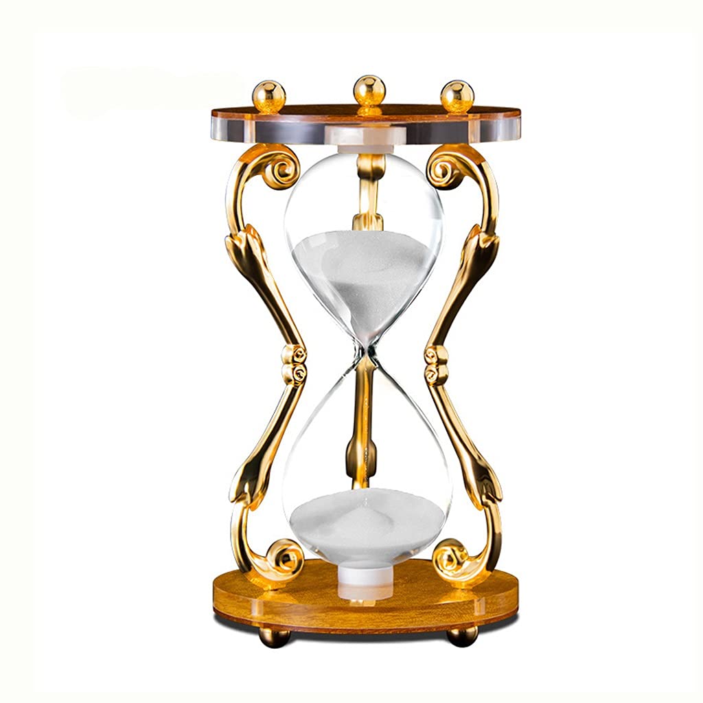 30 Minute Sand Timer - Premium Wrought Iron Hourglass for Home, Office & Classroom Decor - White Vintage Desk Accessory for Meditation, Study & Productivity Tracking