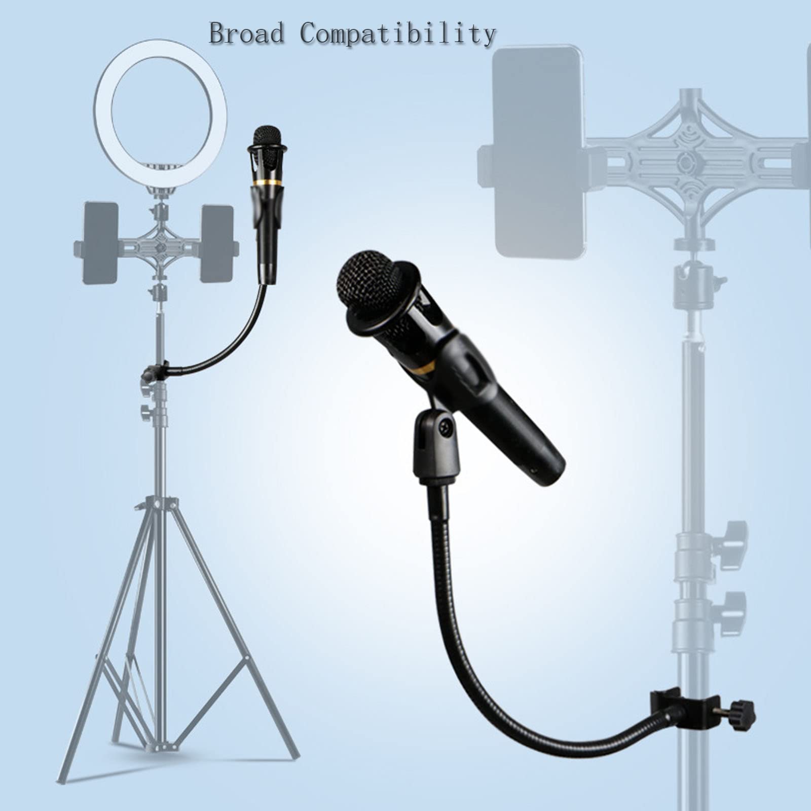 360 Degree Flexible Gooseneck Microphone Stand - Adjustable Desk Mic Boom Arm with Clip, 33cm Gooseneck Mic Holder for Podcasting, Online Meetings, Lectures & Voice Recording - Perfect for Home Studio, Office & Streaming Setup