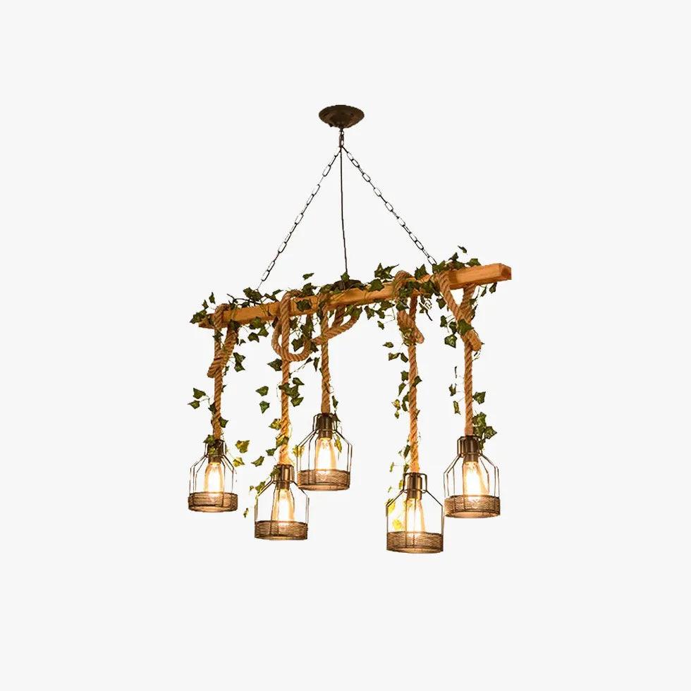 Vintage Wooden Pendant Light - Rustic Farmhouse Ceiling Lighting Fixture for Kitchen, Dining Room & Bedroom Decor