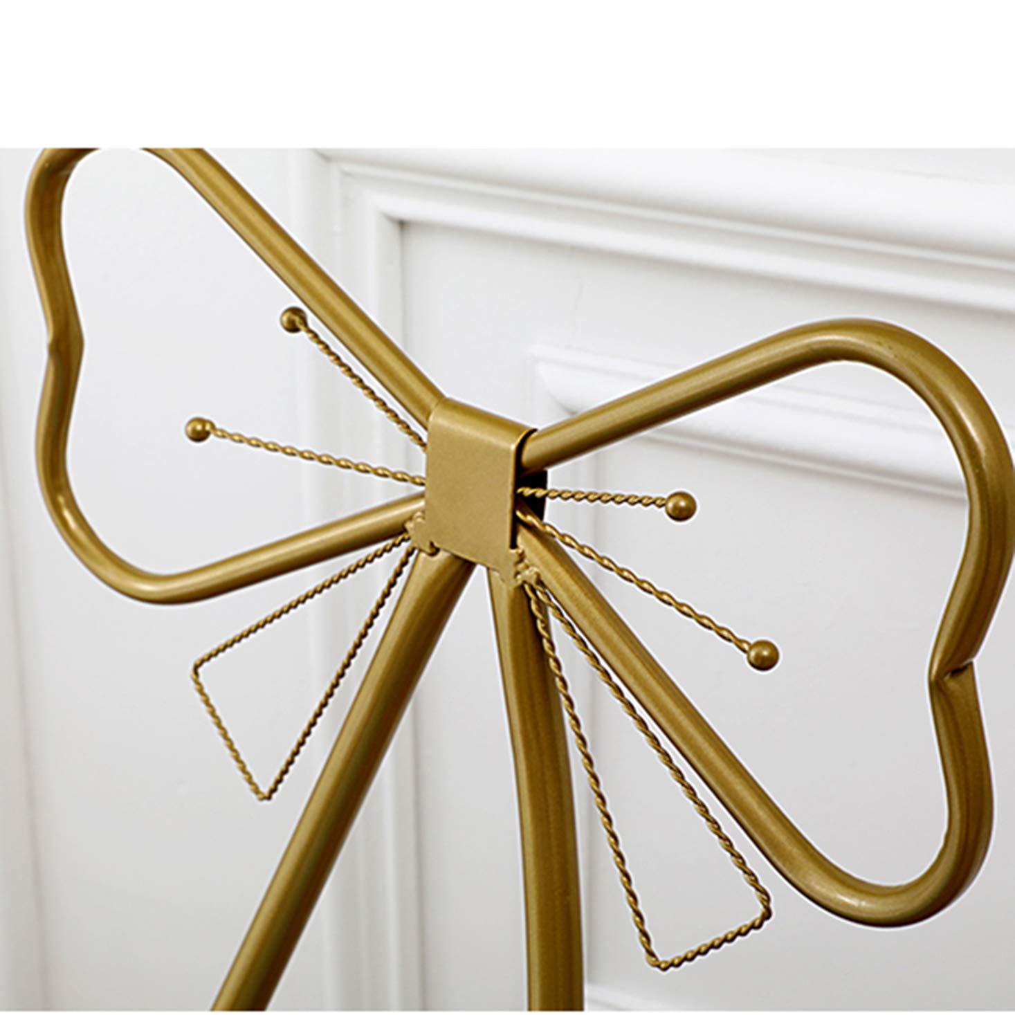 Golden Makeup Chair with Pink Cushion - Elegant Metal Dining Chair with Butterfly Bow Tie Backrest, Creative Dressing Table Stool for Girls Bedroom, Lounge & Decorative Furniture - Perfect for Vanity, Salon, and Home Decor