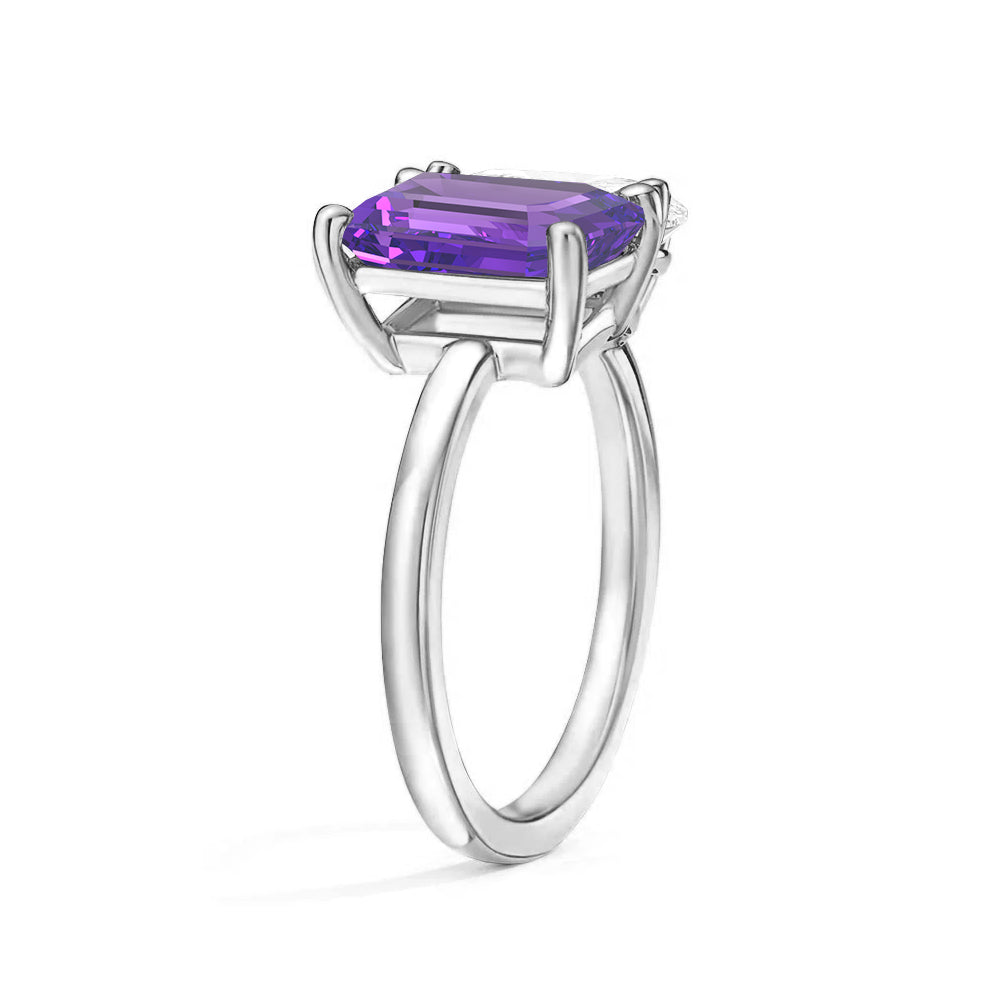 Personalized Toi et Moi Amethyst Birthstone Ring - Custom Anniversary Jewelry for Couples, Gift for Her, Romantic Proposal & Wedding Band