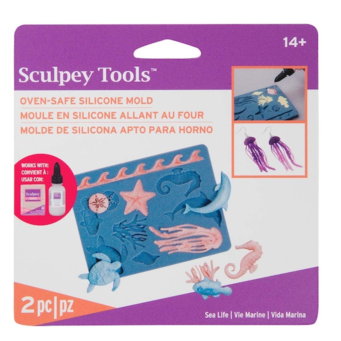Sculpey Tools Oven-Safe Silicone Sea Life Mold for Polymer Clay - Create Ocean-Themed Jewelry, DIY Crafts & Home Decor