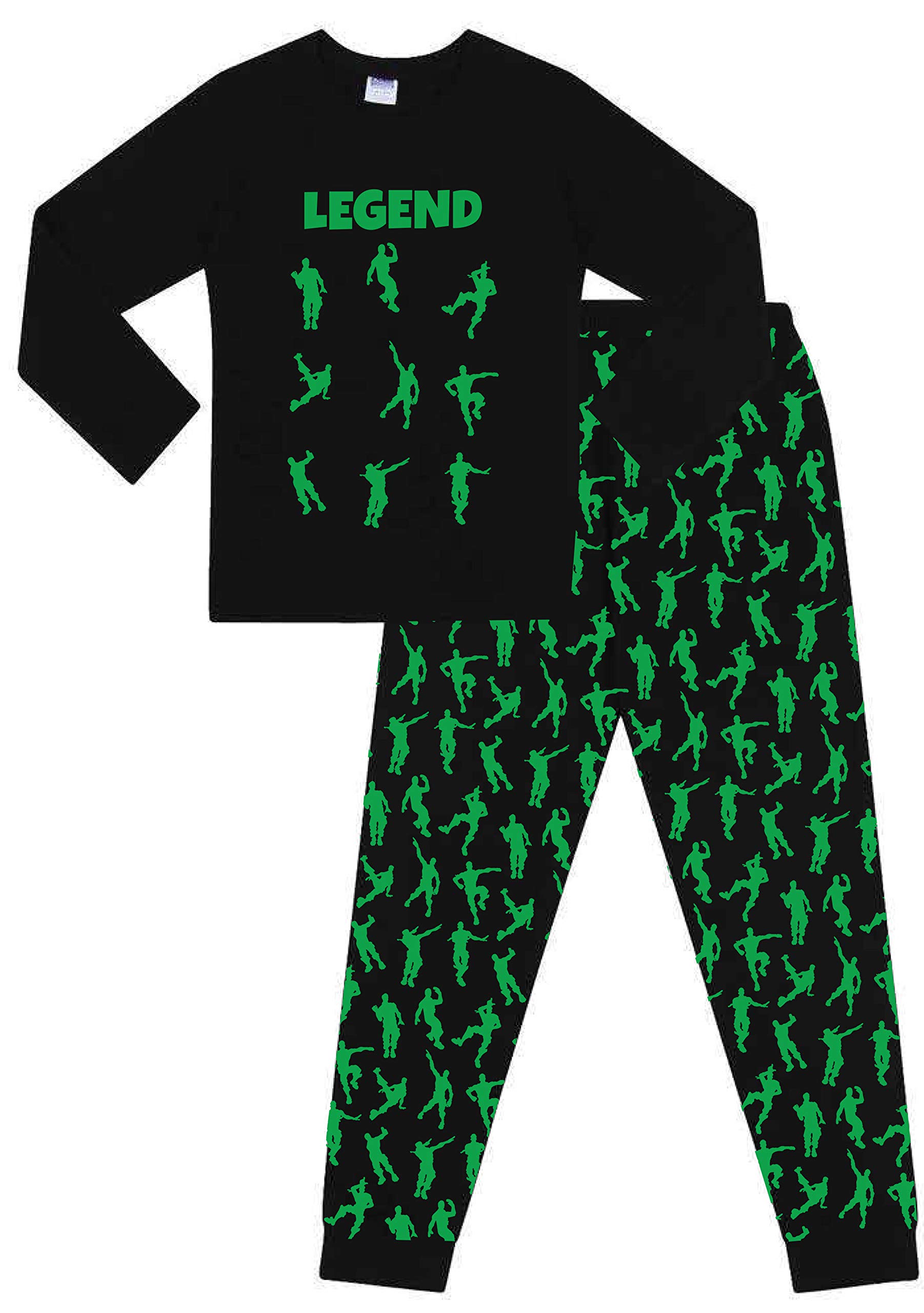 The Pyjama Factory Legend Dance Gaming Pajamas - Black & Green Cotton Long Sleeve Boys' Sleepwear for Gamers | Perfect for Sleepovers, Gaming Nights & Relaxing at Home
