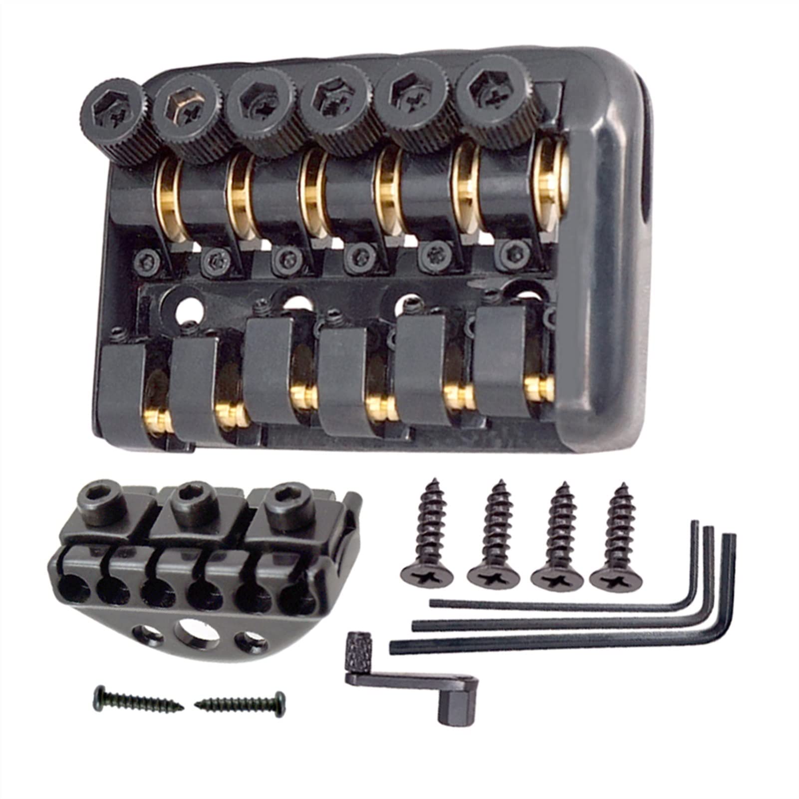 6-String Fixed Guitar Bridge Set with Wrench & Lock Nut Screws - Replacement Parts for Headless Electric Guitars | Perfect for Guitar Repair, Upgrades & DIY Projects