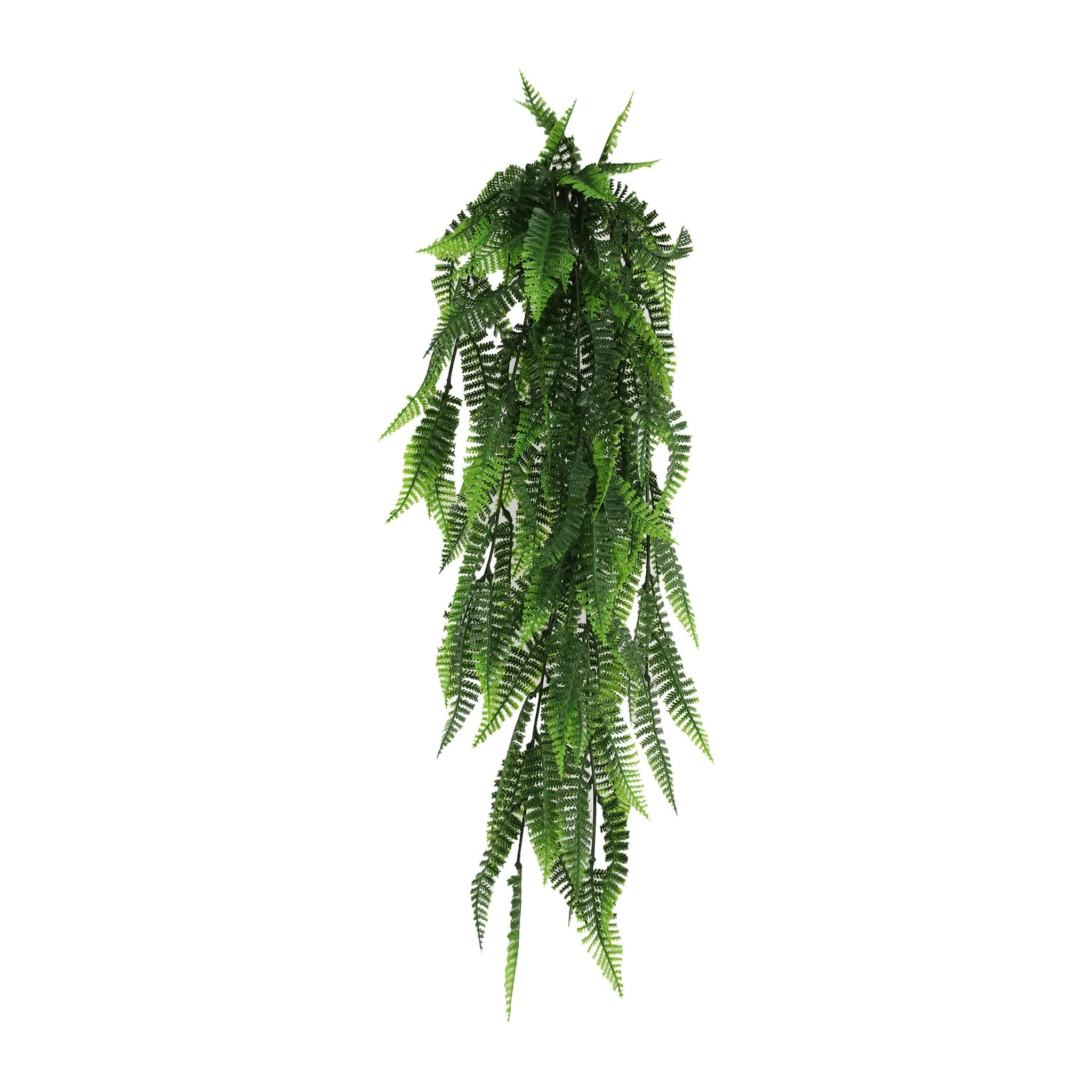 UV Resistant & Fire Rated Artificial Hanging Fern Garland - 18cm x 76cm Green Faux Plant Decor for Home, Office, Wedding & Outdoor Spaces