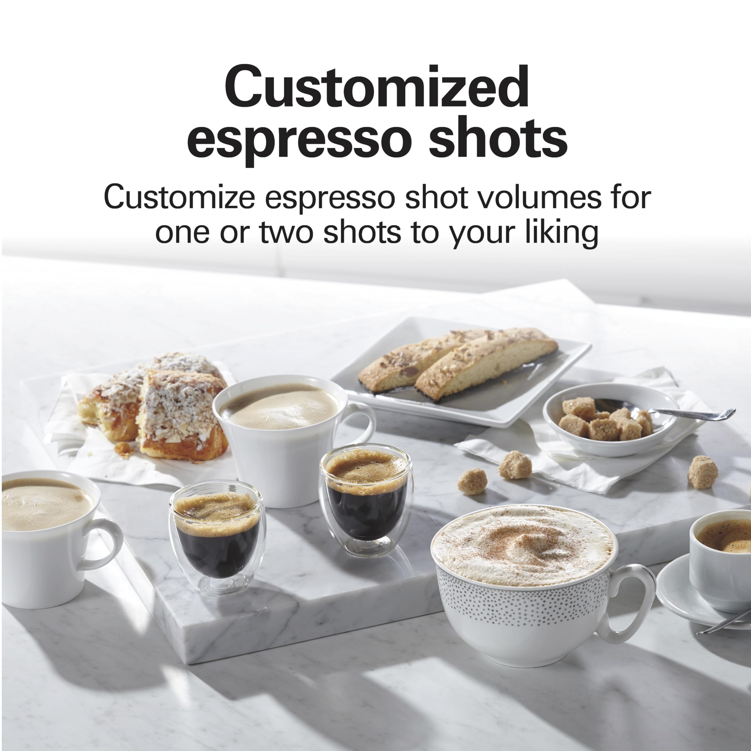 Hamilton Beach 15 Bar Espresso Machine with Milk Frother - Compact Slide & Lock Design for Cappuccino & Latte - Removable Water Reservoir & Dual Spouts - Retro White (40731) - Perfect for Home Coffee Bars & Small Kitchens