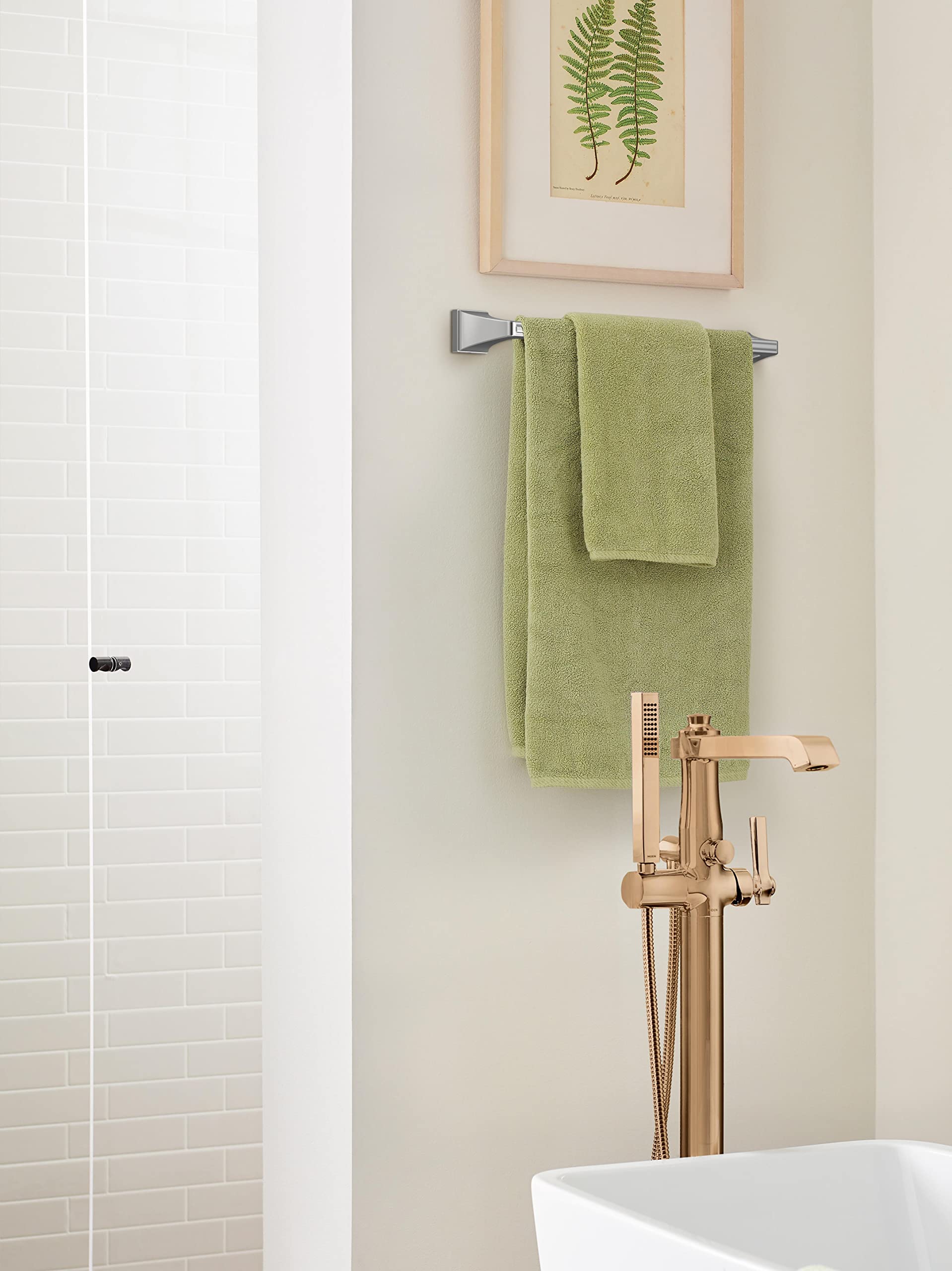 Amerock BH3602326 Chrome 18-Inch Towel Bar - Bathroom Towel Rack Holder for Showers & Powder Rooms | Mulholland Collection Bath Hardware Accessories | Durable & Stylish Bathroom Organizer