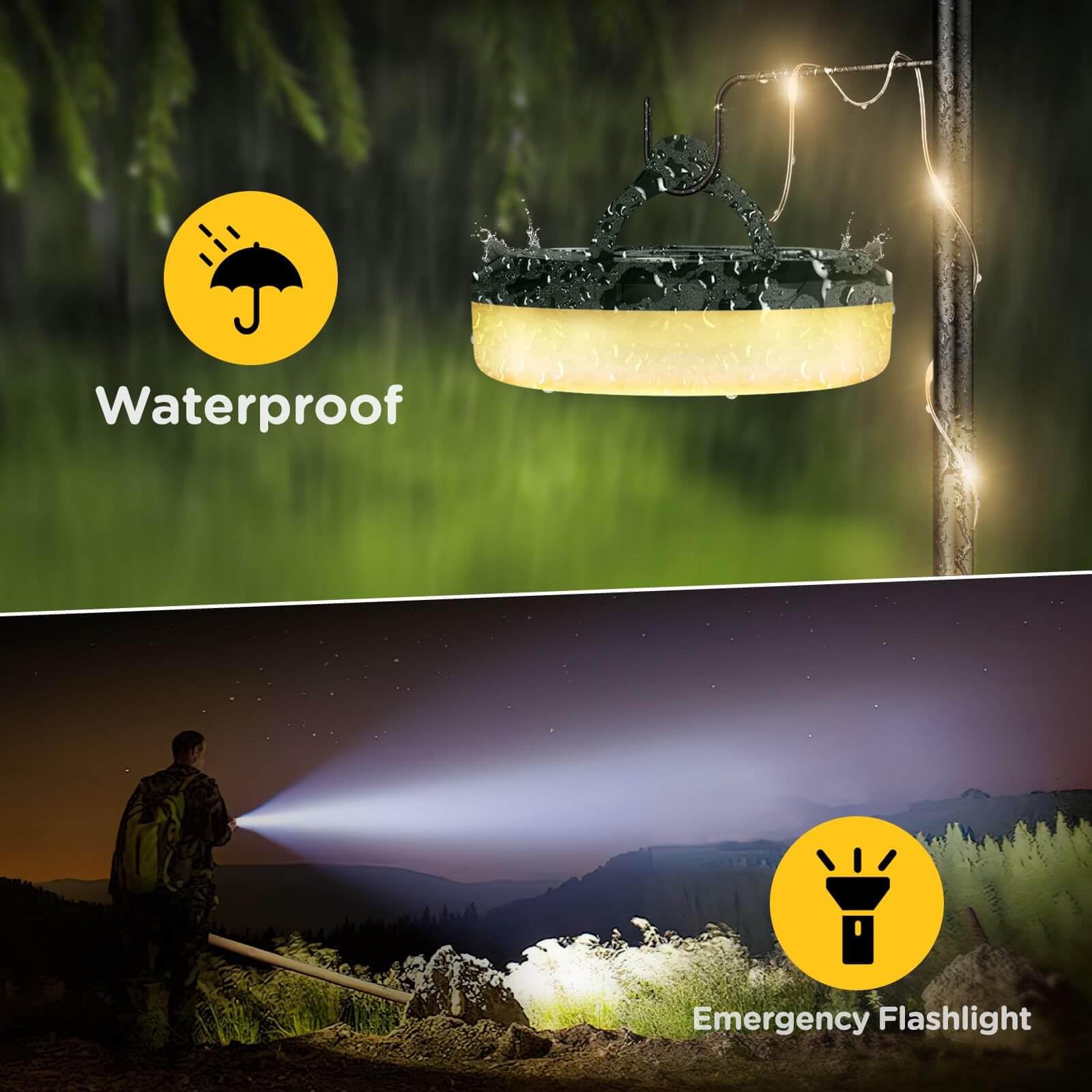 Rechargeable 32.8FT Waterproof LED Camping String Lights - 8 Lighting Modes, Quick Storage Design for Outdoor, Tent, Patio, Garden & Party Decorations | Perfect for Camping Trips, Backyard Gatherings & Holiday Celebrations